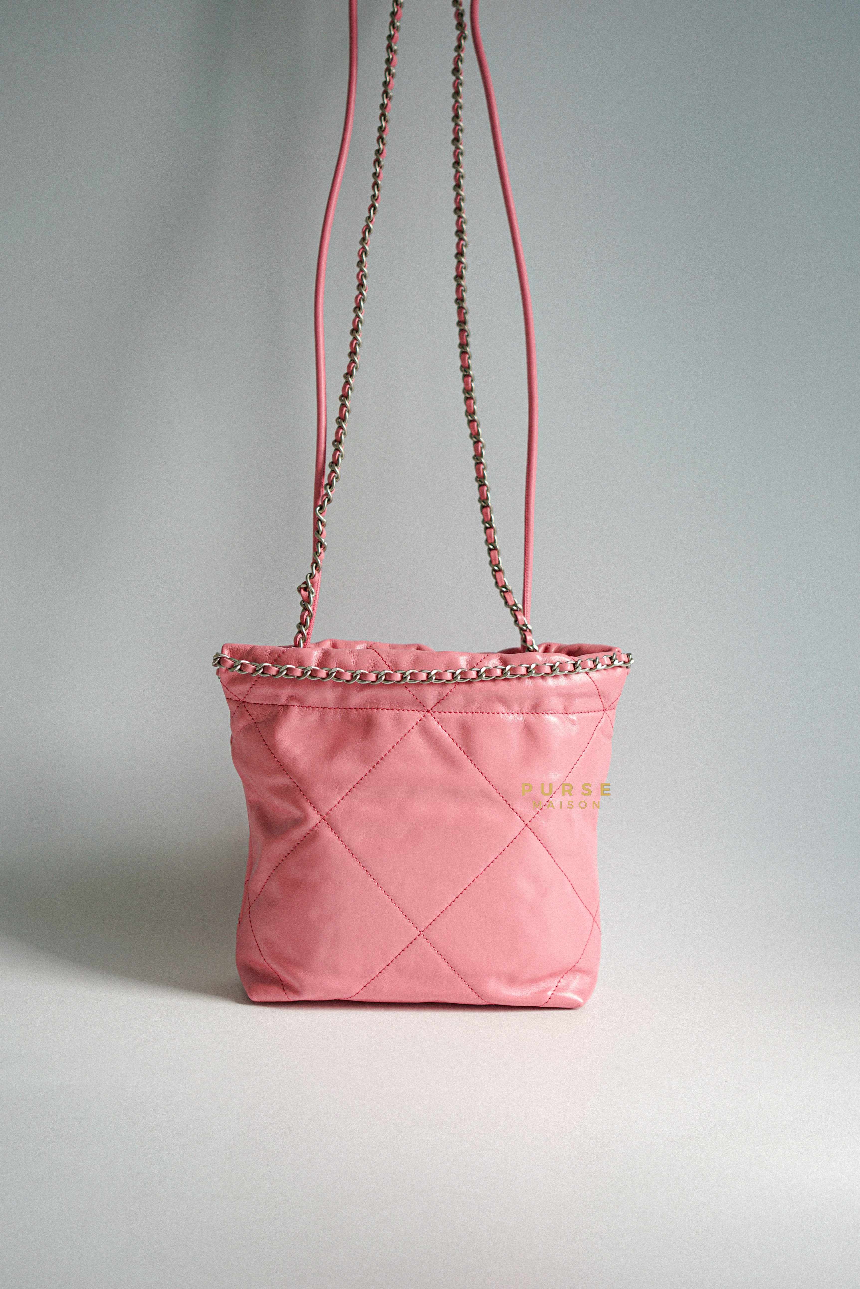 Chanel Chanel Mini 22 Pink Shiny Calfskin in Silver Hardware (Microchip) - Image 3