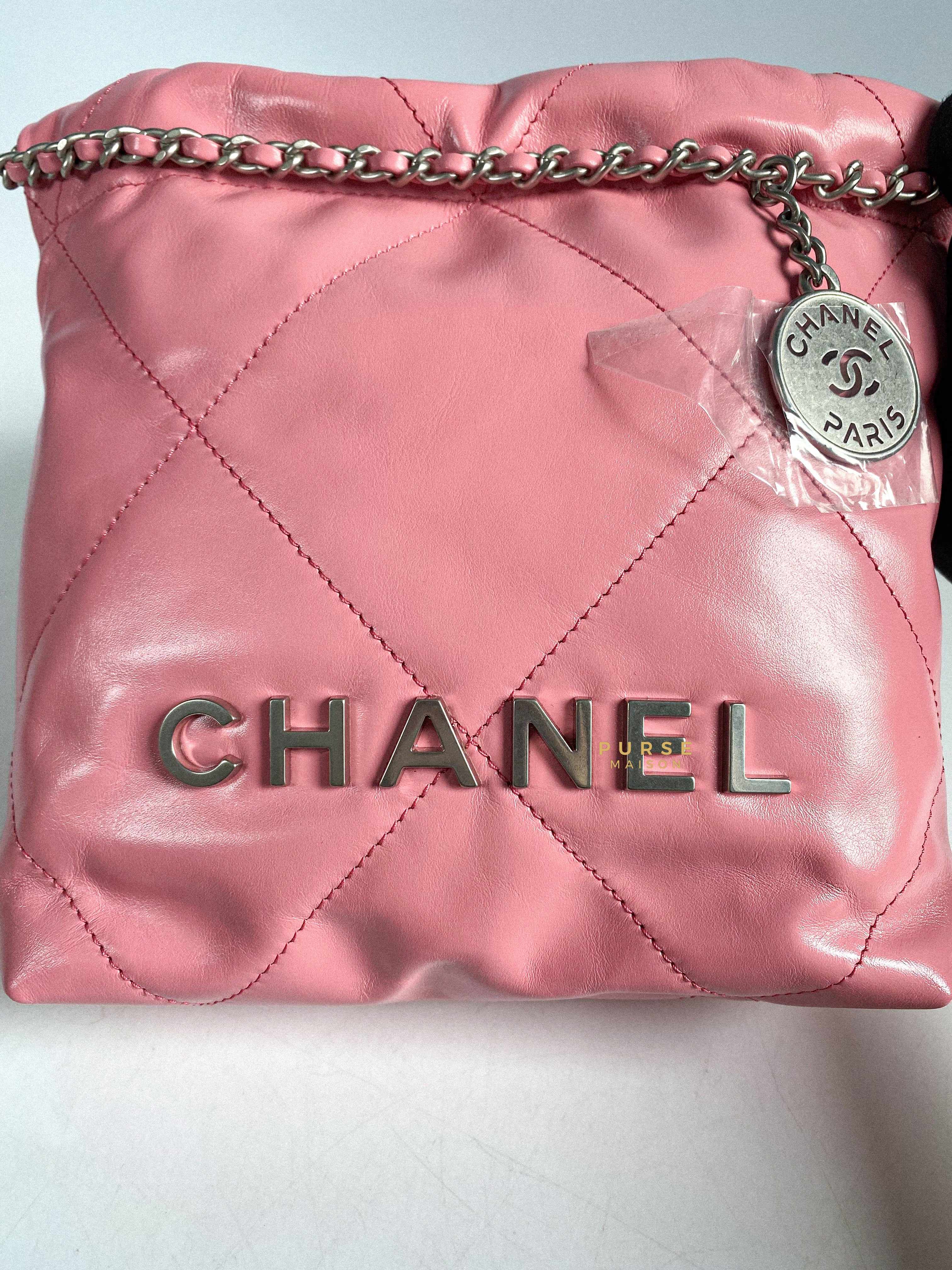Chanel Chanel Mini 22 Pink Shiny Calfskin in Silver Hardware (Microchip) - Image 4
