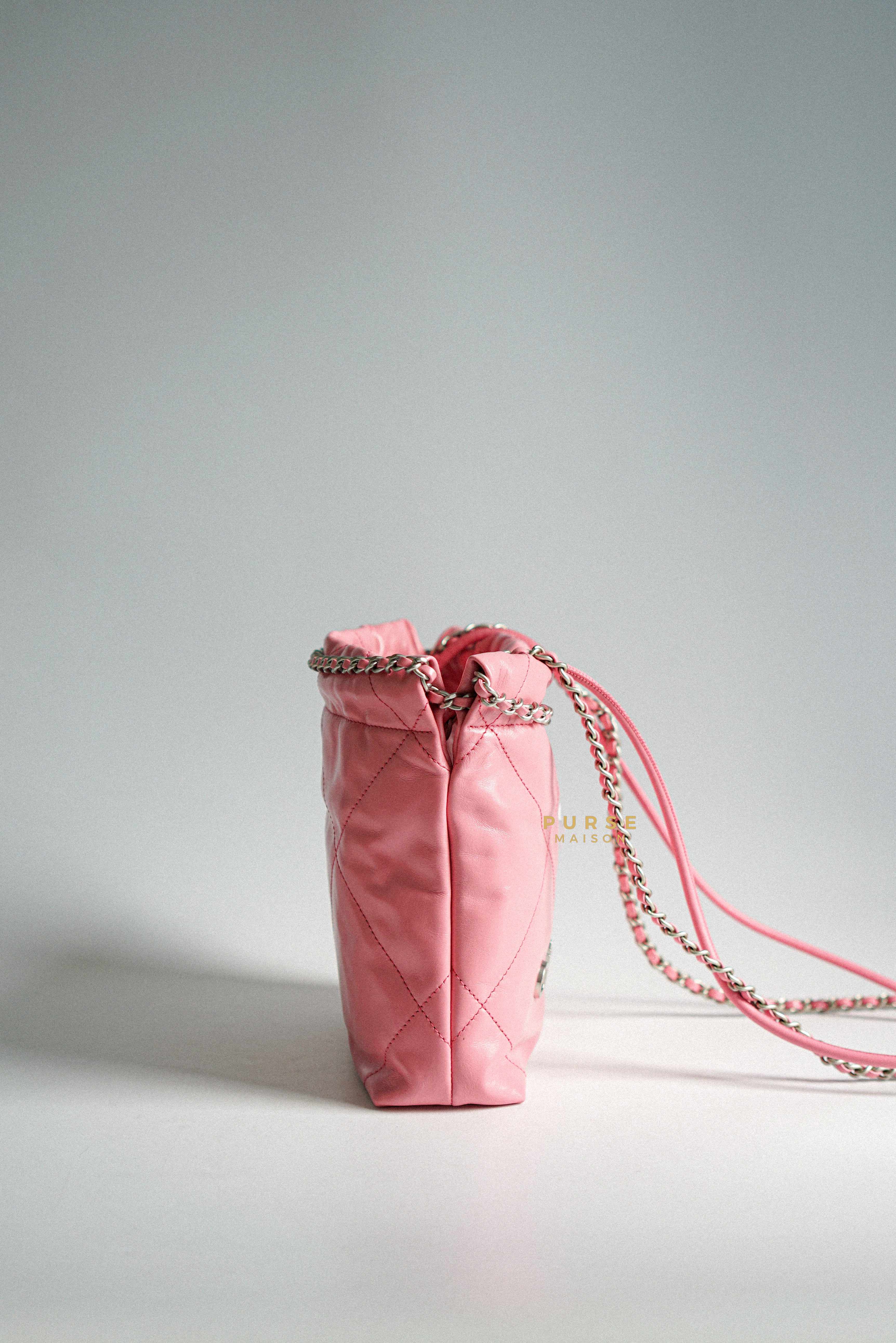 Chanel Chanel Mini 22 Pink Shiny Calfskin in Silver Hardware (Microchip) - Image 5