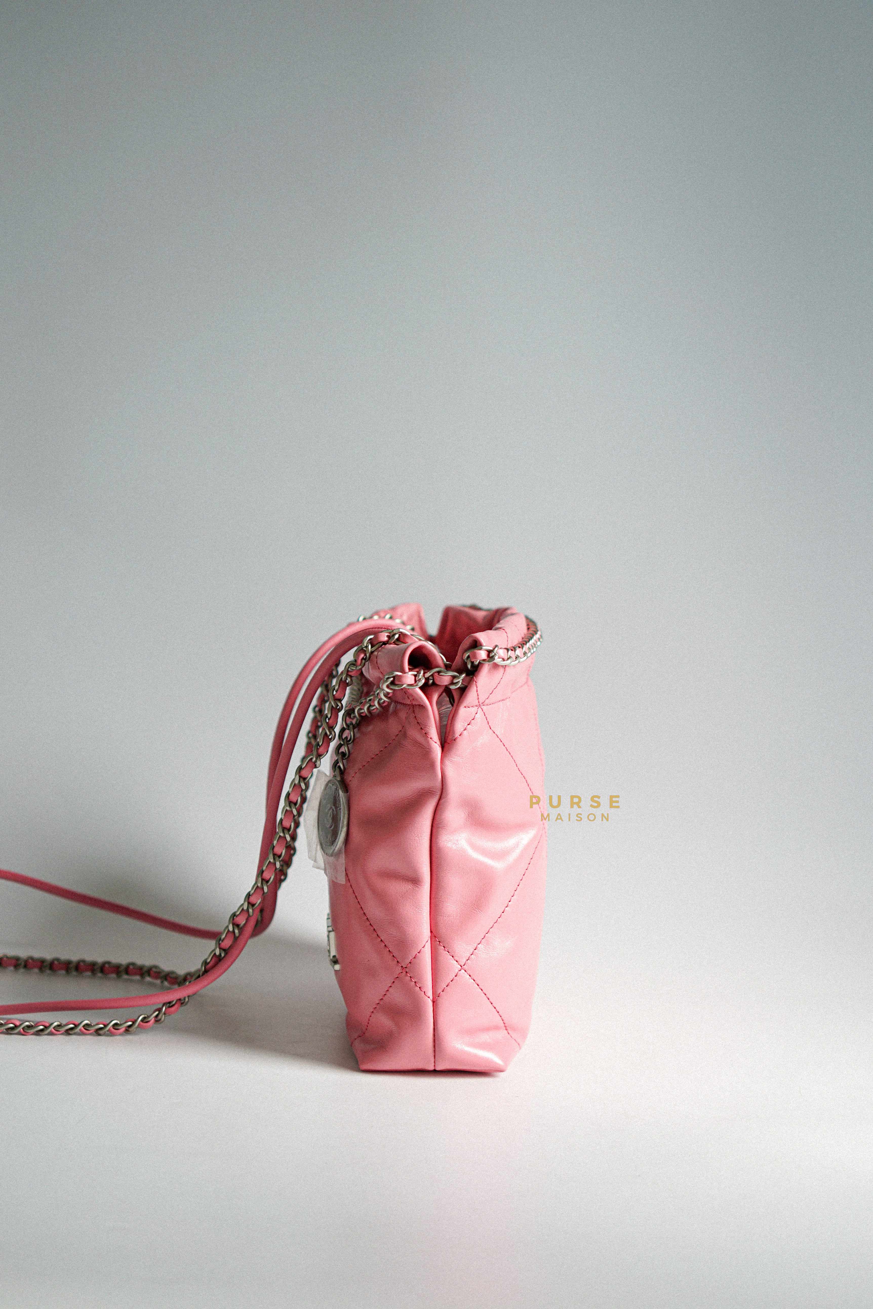 Chanel Chanel Mini 22 Pink Shiny Calfskin in Silver Hardware (Microchip) - Image 6