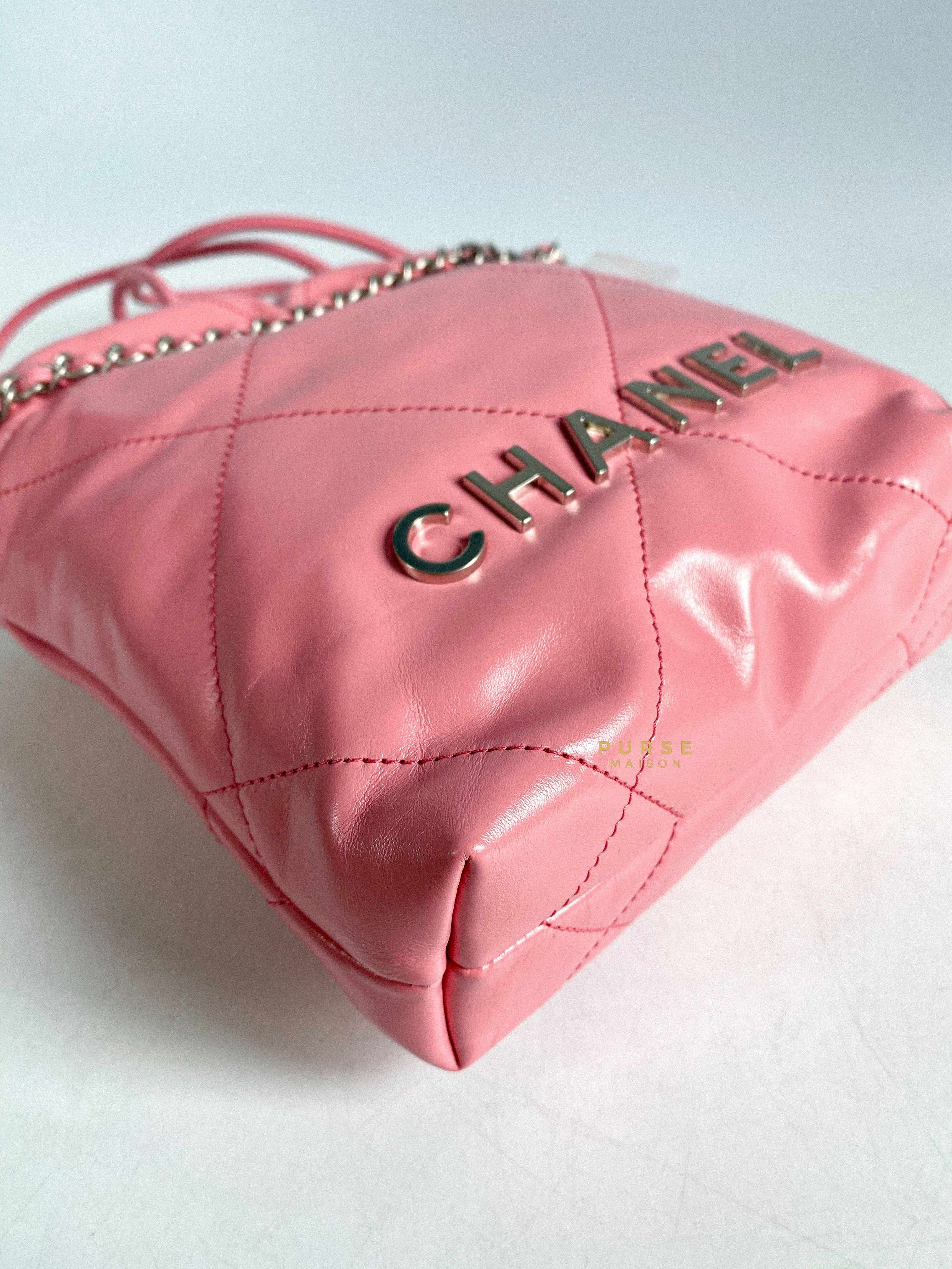 Chanel Chanel Mini 22 Pink Shiny Calfskin in Silver Hardware (Microchip) - Image 7