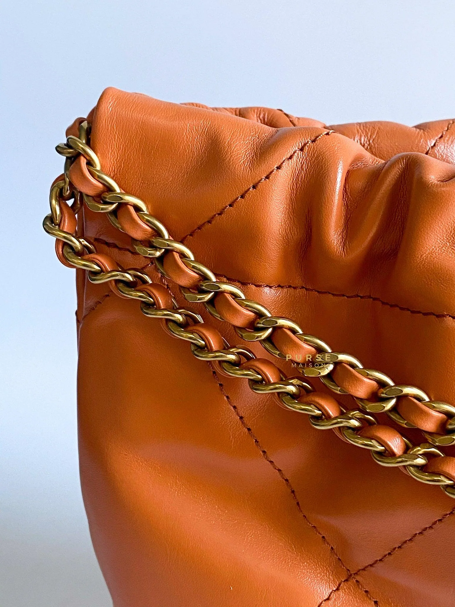 Chanel Chanel Mini 22 Shiny Calfskin 23A Gold/Tan (Microchip) - Image 15