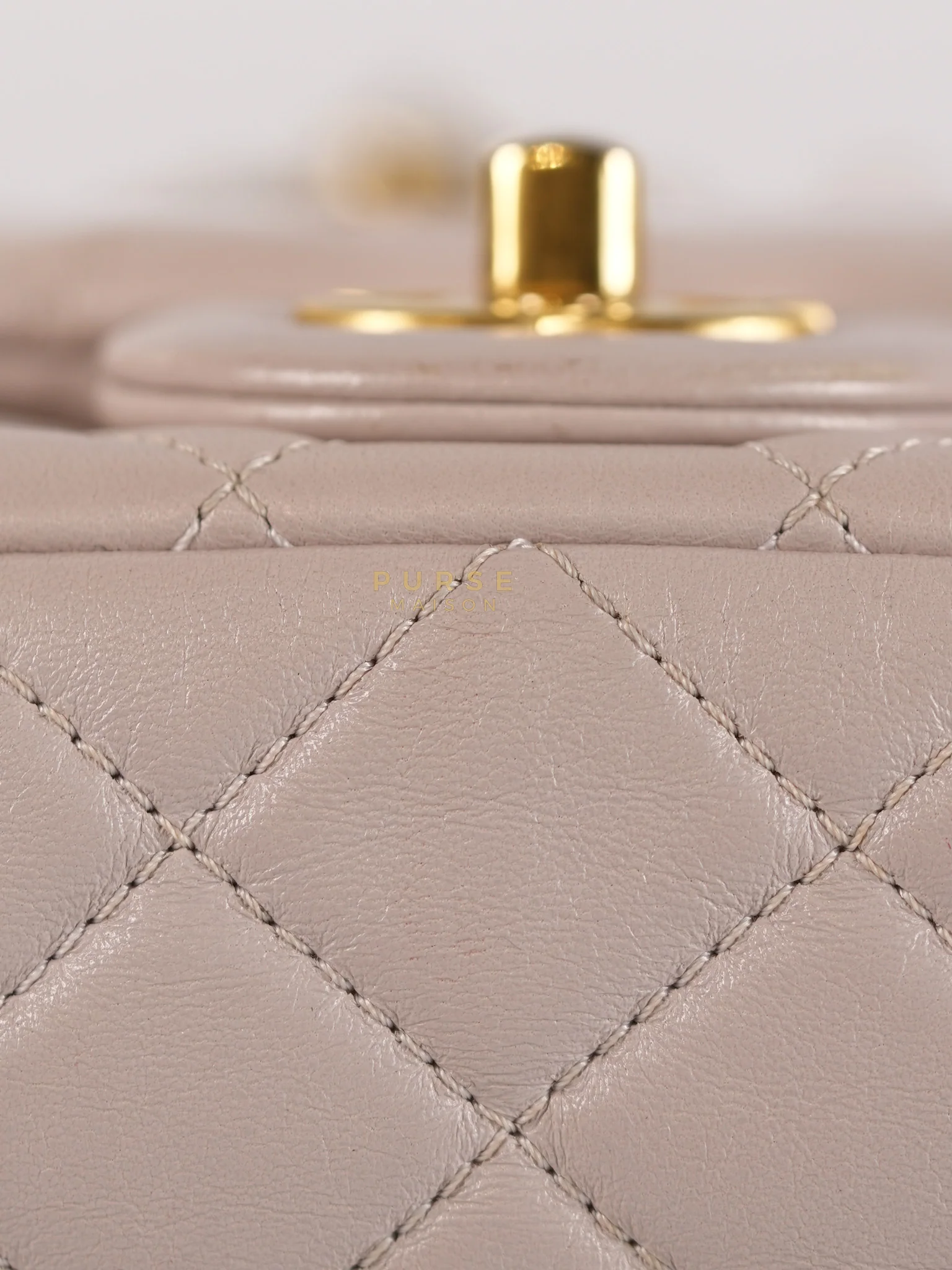 Chanel Mini Rectangle Pearl Crush in Light Purplish Gray Lambskin Leather and Aged Gold Hardware (Microchip) - Image 15