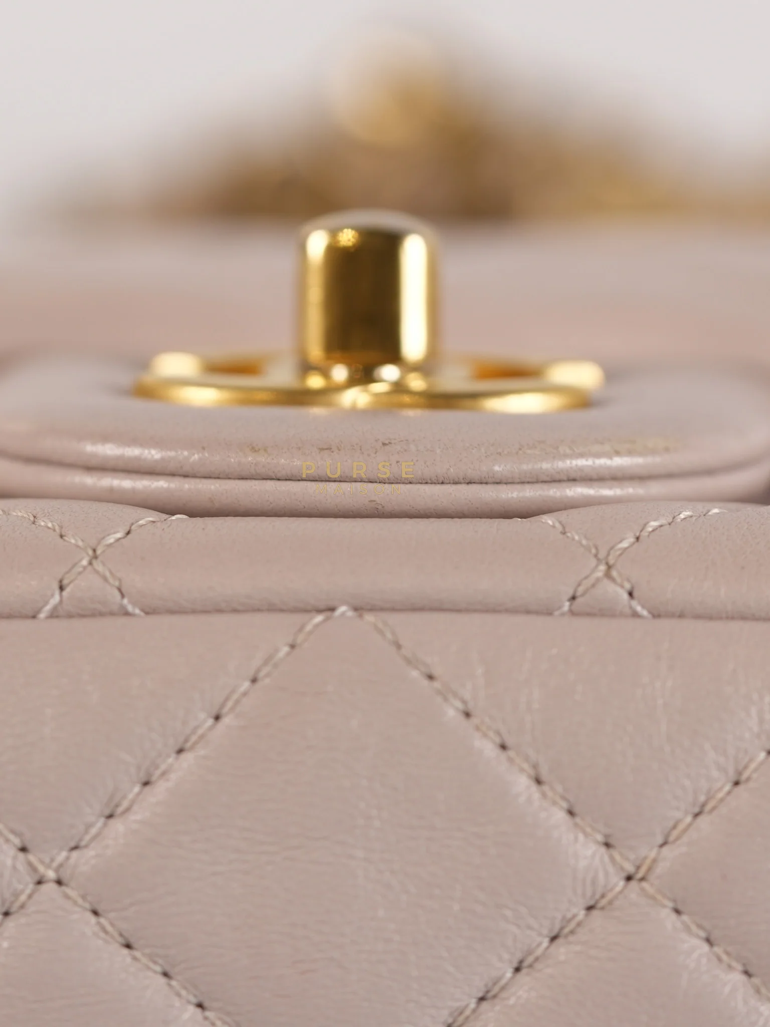 Chanel Mini Rectangle Pearl Crush in Light Purplish Gray Lambskin Leather and Aged Gold Hardware (Microchip) - Image 17
