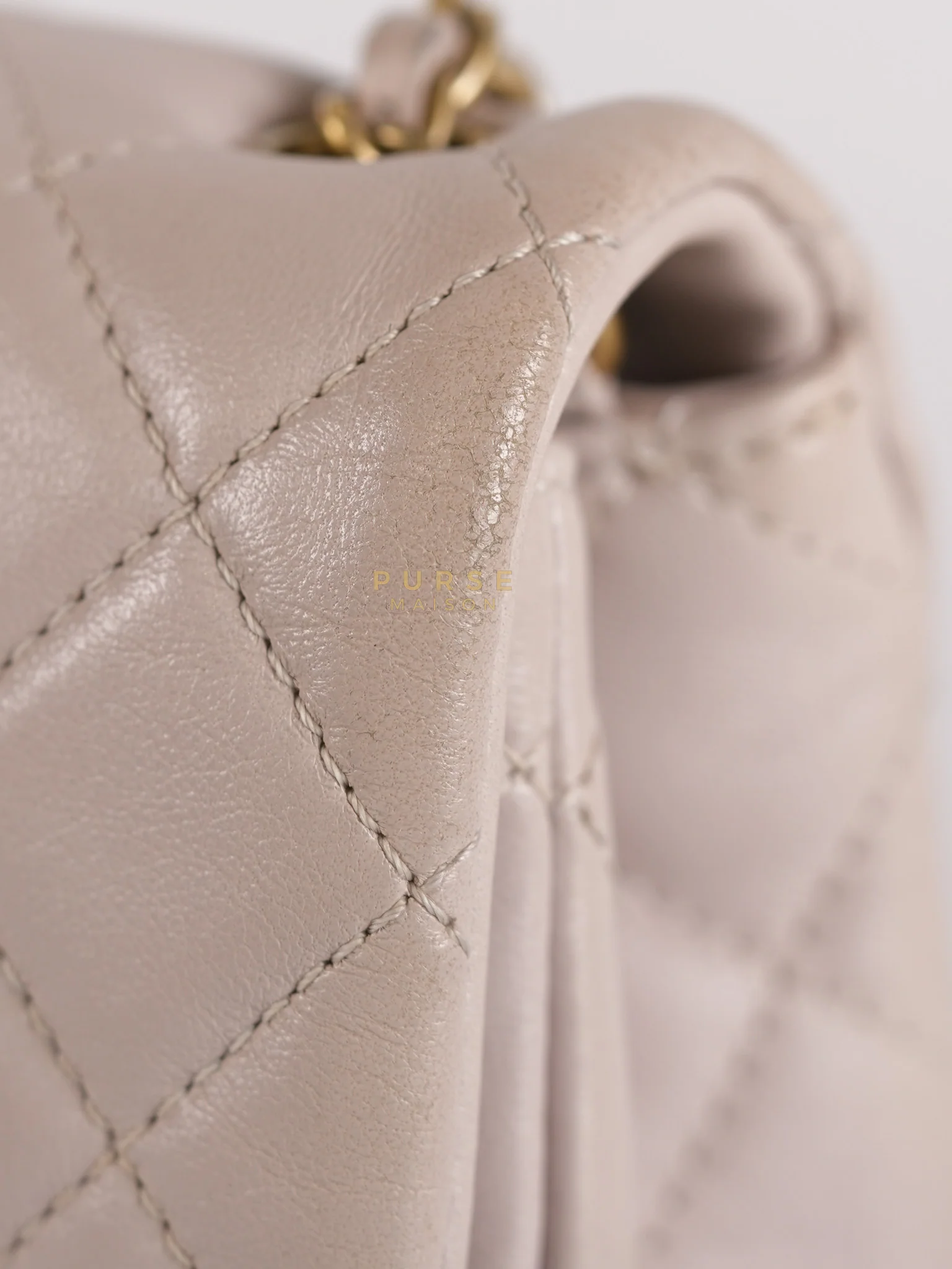 Chanel Mini Rectangle Pearl Crush in Light Purplish Gray Lambskin Leather and Aged Gold Hardware (Microchip) - Image 21