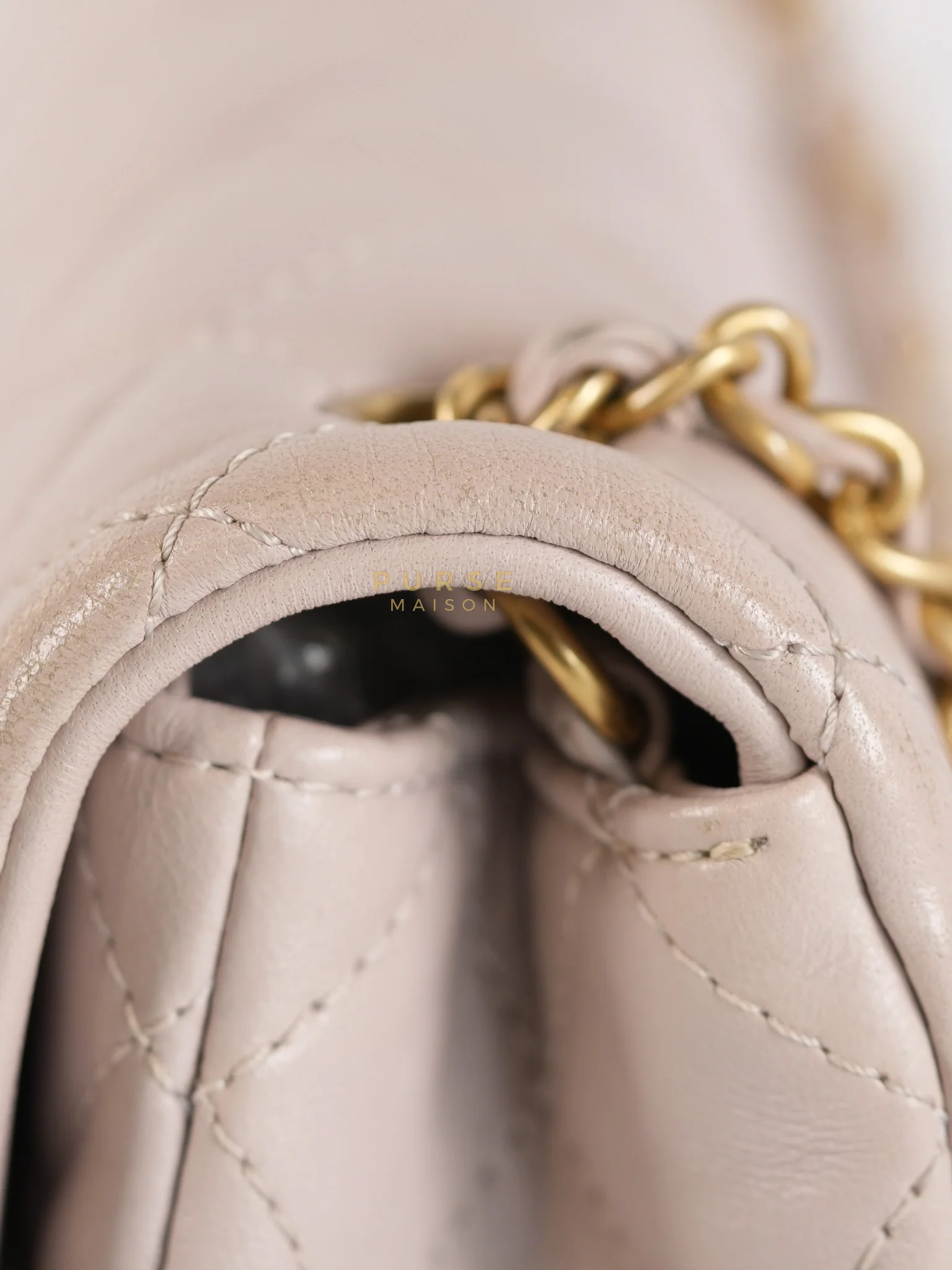 Chanel Mini Rectangle Pearl Crush in Light Purplish Gray Lambskin Leather and Aged Gold Hardware (Microchip) - Image 22