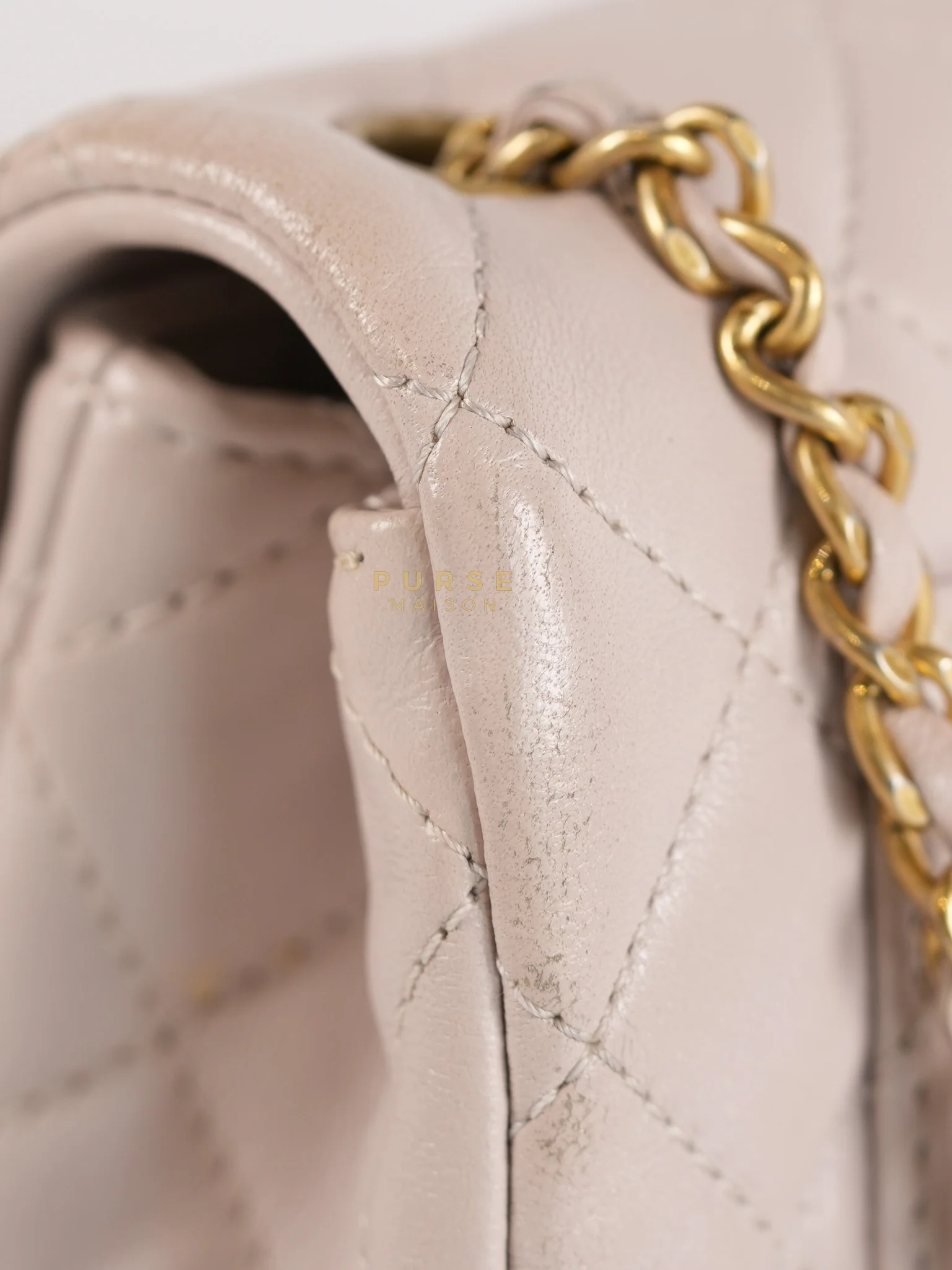 Chanel Mini Rectangle Pearl Crush in Light Purplish Gray Lambskin Leather and Aged Gold Hardware (Microchip) - Image 23
