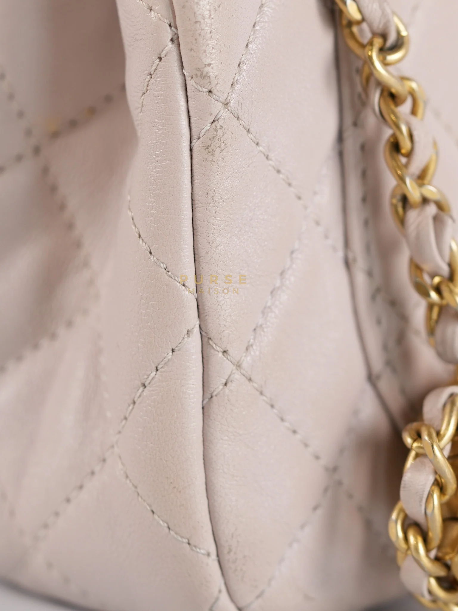 Chanel Mini Rectangle Pearl Crush in Light Purplish Gray Lambskin Leather and Aged Gold Hardware (Microchip) - Image 24