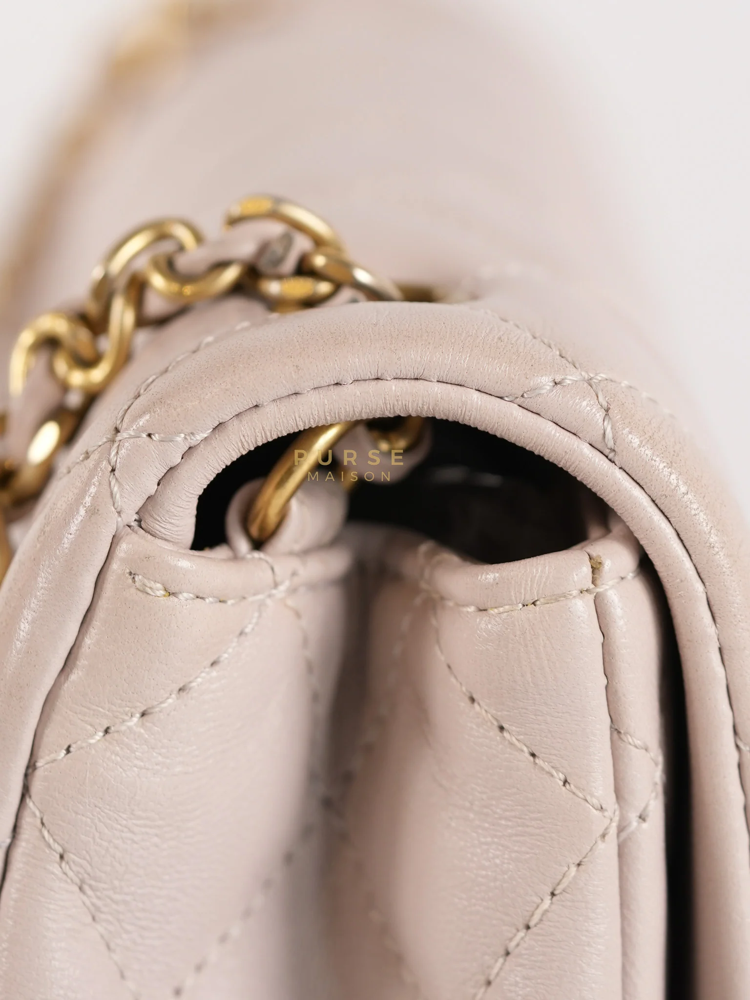 Chanel Mini Rectangle Pearl Crush in Light Purplish Gray Lambskin Leather and Aged Gold Hardware (Microchip) - Image 26