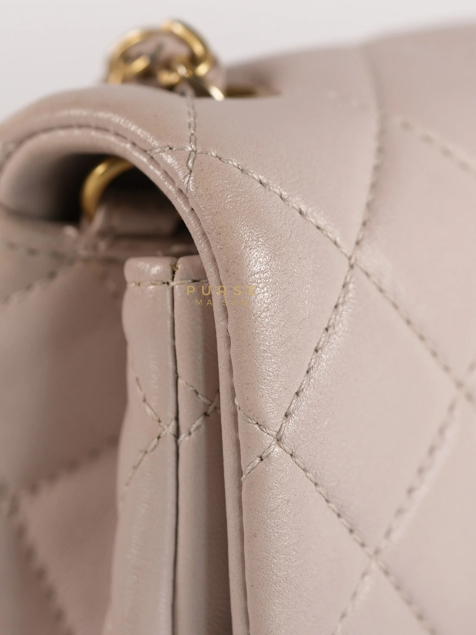 Chanel Mini Rectangle Pearl Crush in Light Purplish Gray Lambskin Leather and Aged Gold Hardware (Microchip) - Image 27