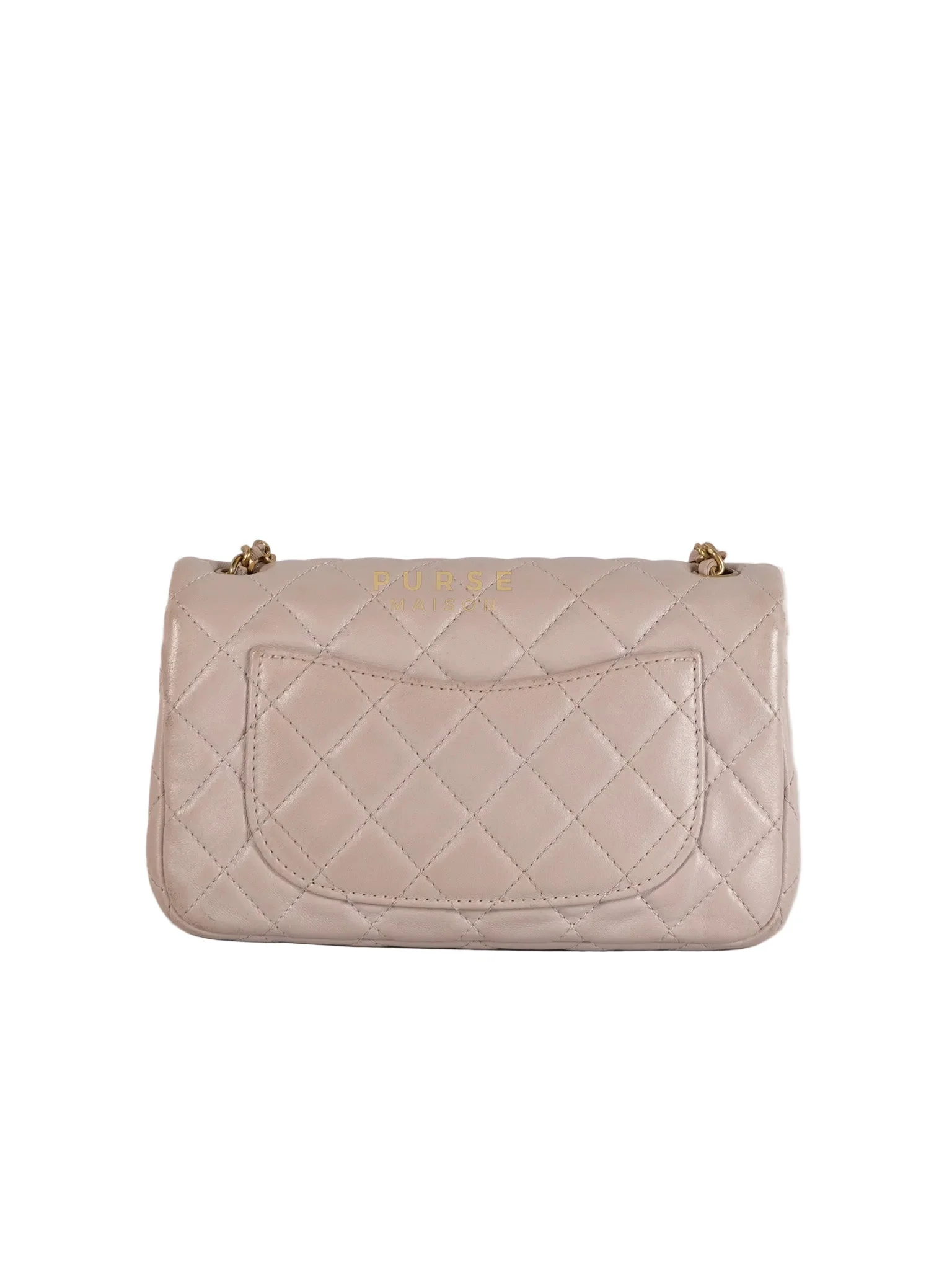 Chanel Mini Rectangle Pearl Crush in Light Purplish Gray Lambskin Leather and Aged Gold Hardware (Microchip) - Image 3