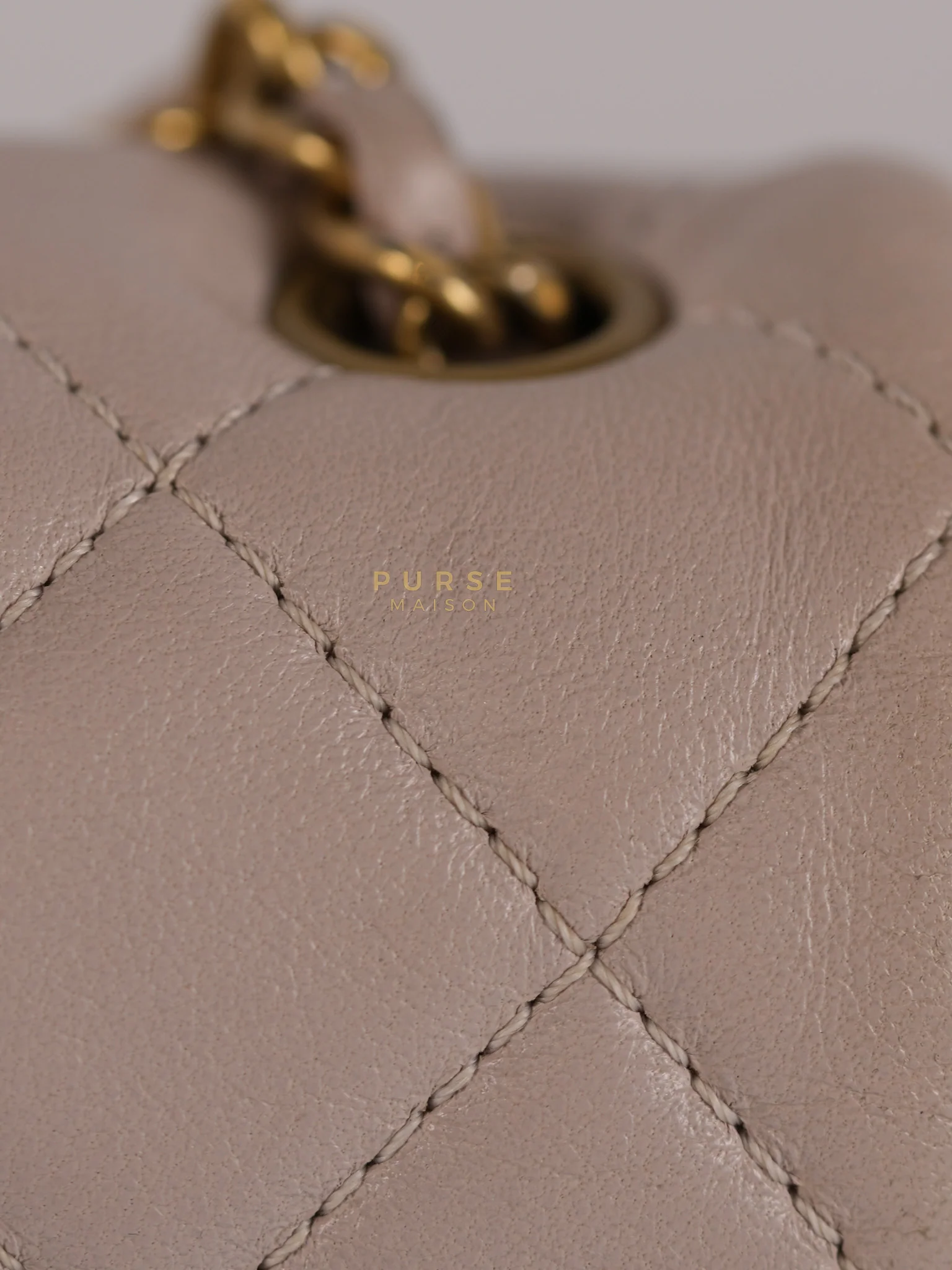 Chanel Mini Rectangle Pearl Crush in Light Purplish Gray Lambskin Leather and Aged Gold Hardware (Microchip) - Image 37