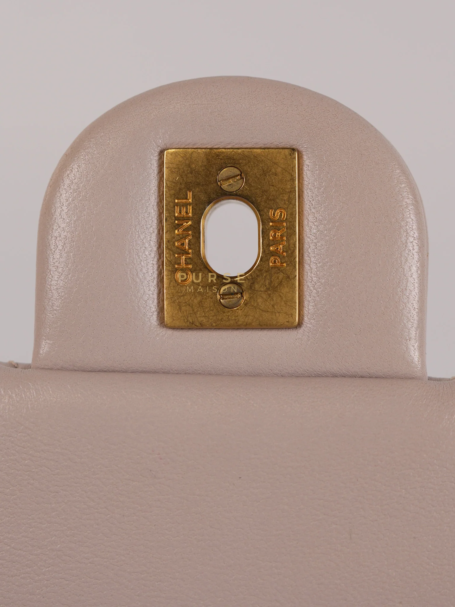 Chanel Mini Rectangle Pearl Crush in Light Purplish Gray Lambskin Leather and Aged Gold Hardware (Microchip) - Image 38