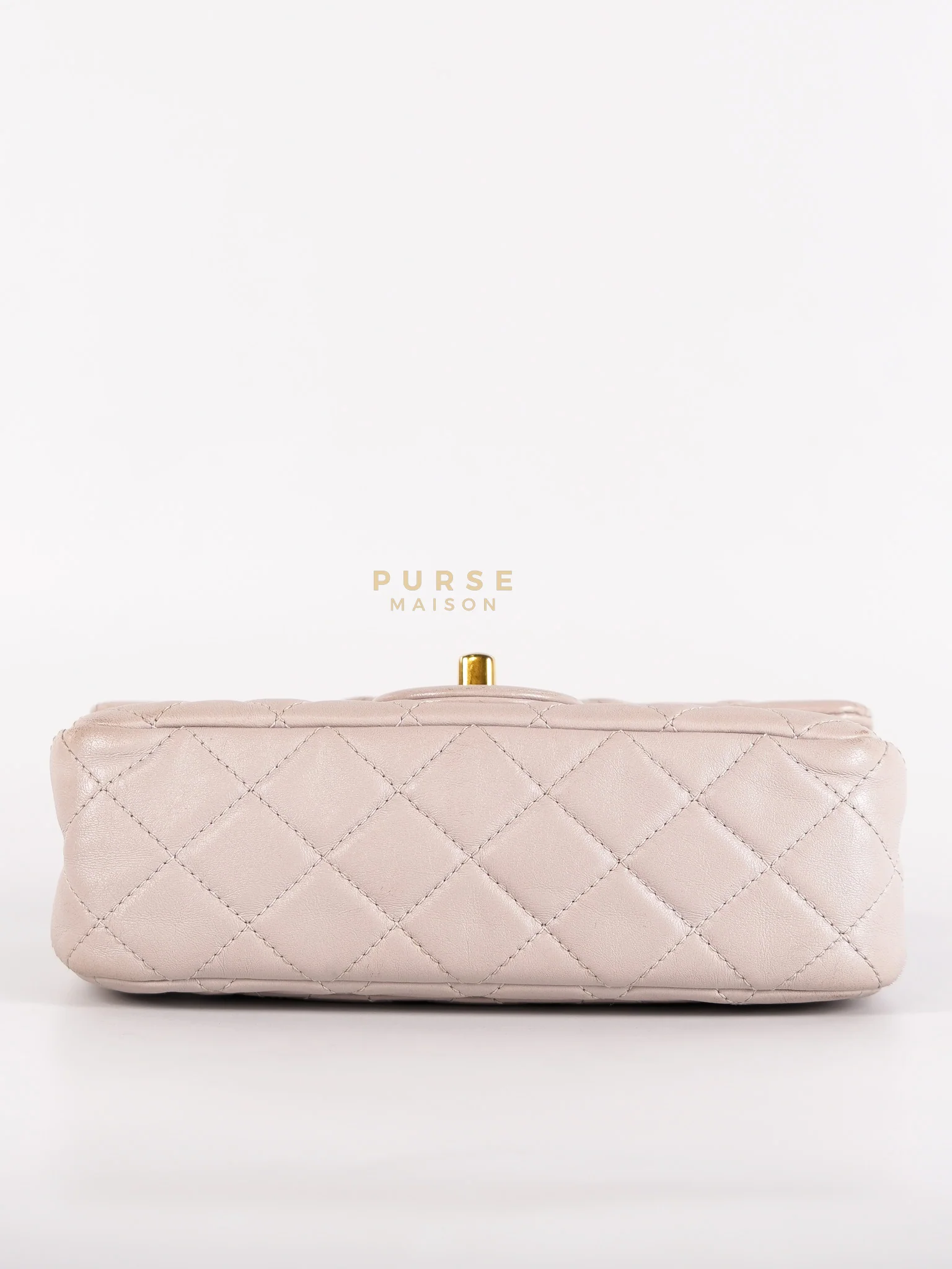 Chanel Mini Rectangle Pearl Crush in Light Purplish Gray Lambskin Leather and Aged Gold Hardware (Microchip) - Image 4