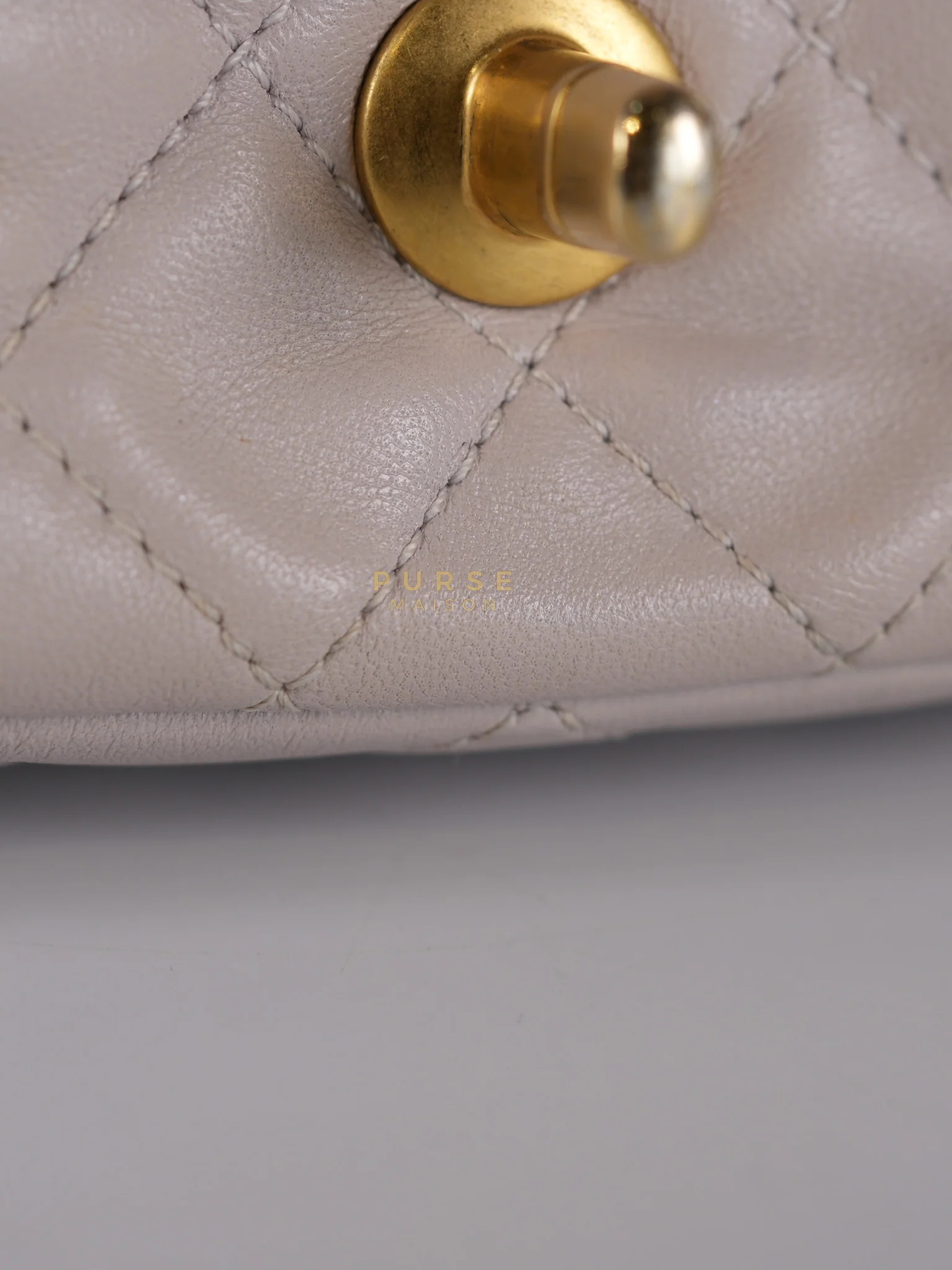 Chanel Mini Rectangle Pearl Crush in Light Purplish Gray Lambskin Leather and Aged Gold Hardware (Microchip) - Image 54