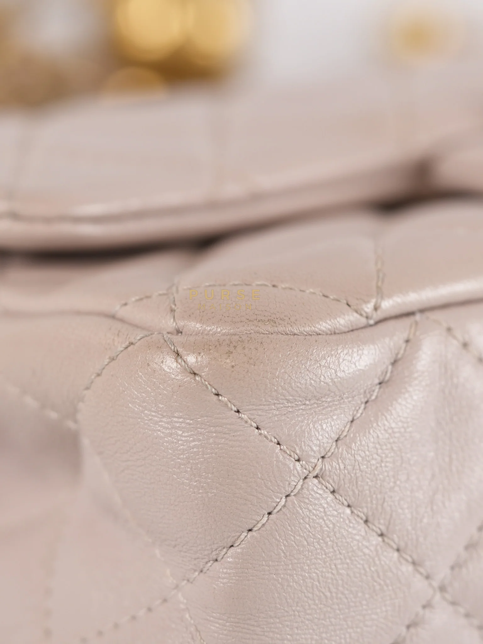 Chanel Mini Rectangle Pearl Crush in Light Purplish Gray Lambskin Leather and Aged Gold Hardware (Microchip) - Image 7