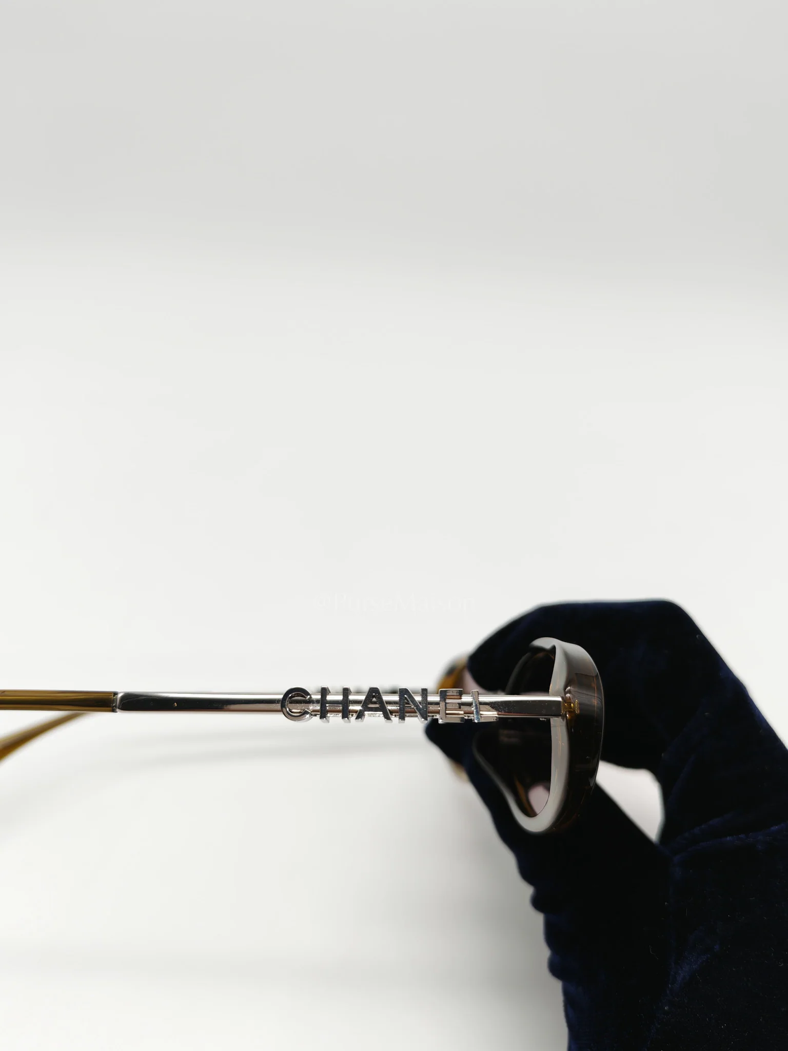 Chanel Oval Acetate & Metal Olive and Dark Brown Lens Sunglasses - Image 10