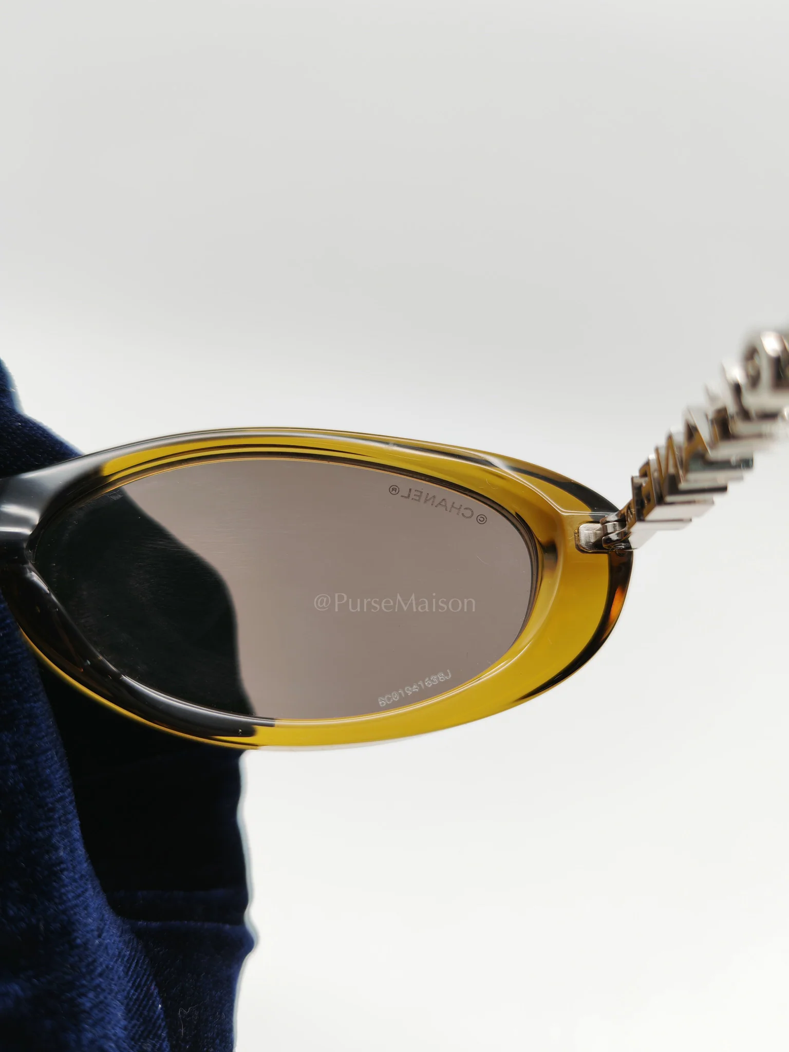 Chanel Oval Acetate & Metal Olive and Dark Brown Lens Sunglasses - Image 14