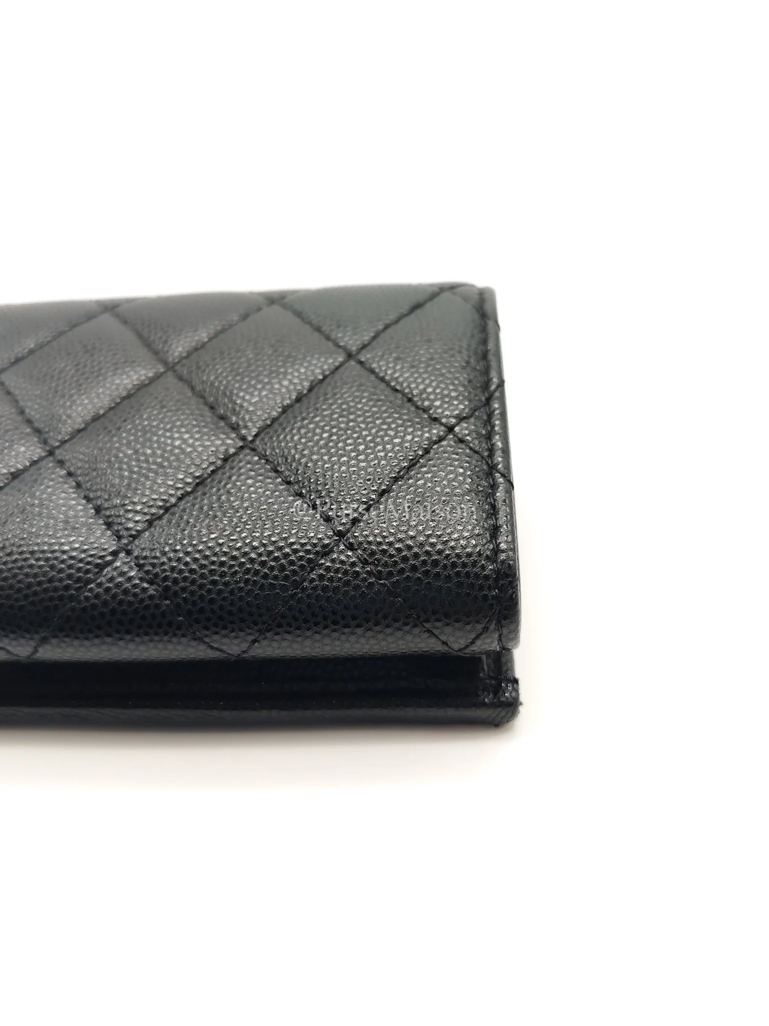 Chanel Tri-Fold Flap Wallet in Black Quilted Caviar Leather and Crystal Enamel CC Logo Microchip - Image 16