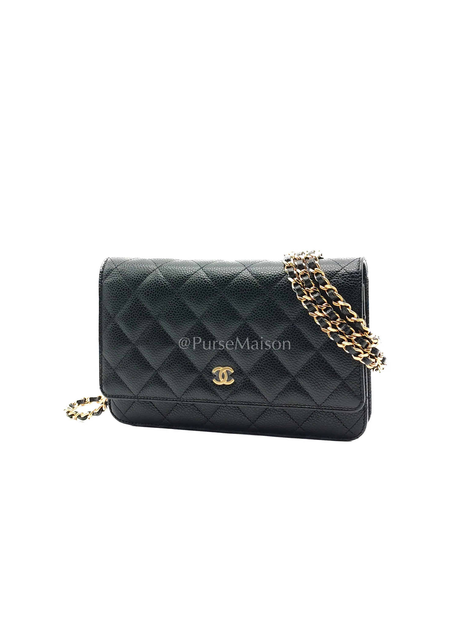 Chanel Wallet on Chain (WOC) in Black Caviar Leather and Gold Hardware (Microchip) - Image 3