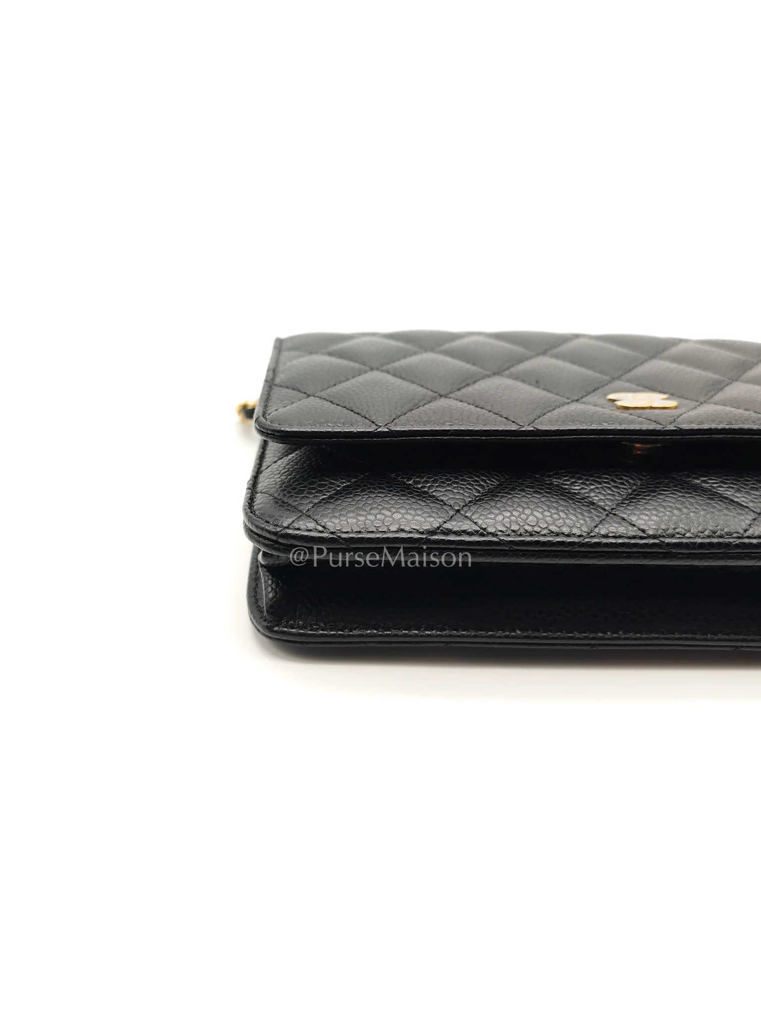 Chanel Wallet on Chain (WOC) in Black Caviar Leather and Gold Hardware (Microchip) - Image 9