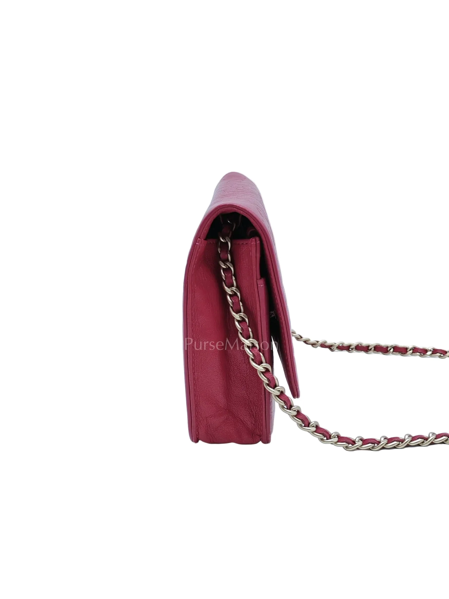 Chanel Wallet On Chain (WOC) Camellia Flap Fuchsia Calfskin and Aged Gold Hardware Series 16 - Image 6
