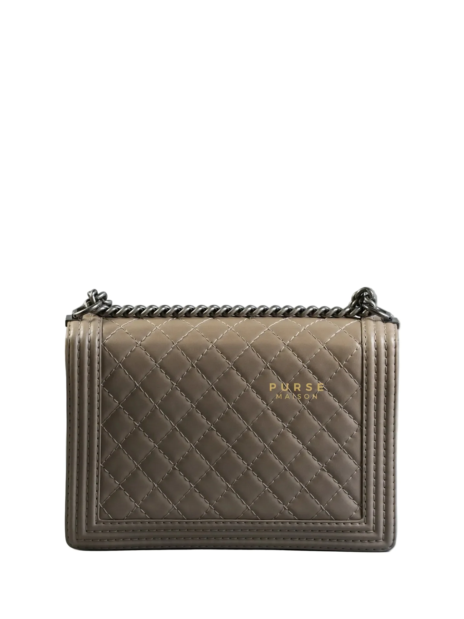Chanel Le Boy Taupe Large Calfskin Leather and Ruthenium Hardware (Series 18) - Image 3