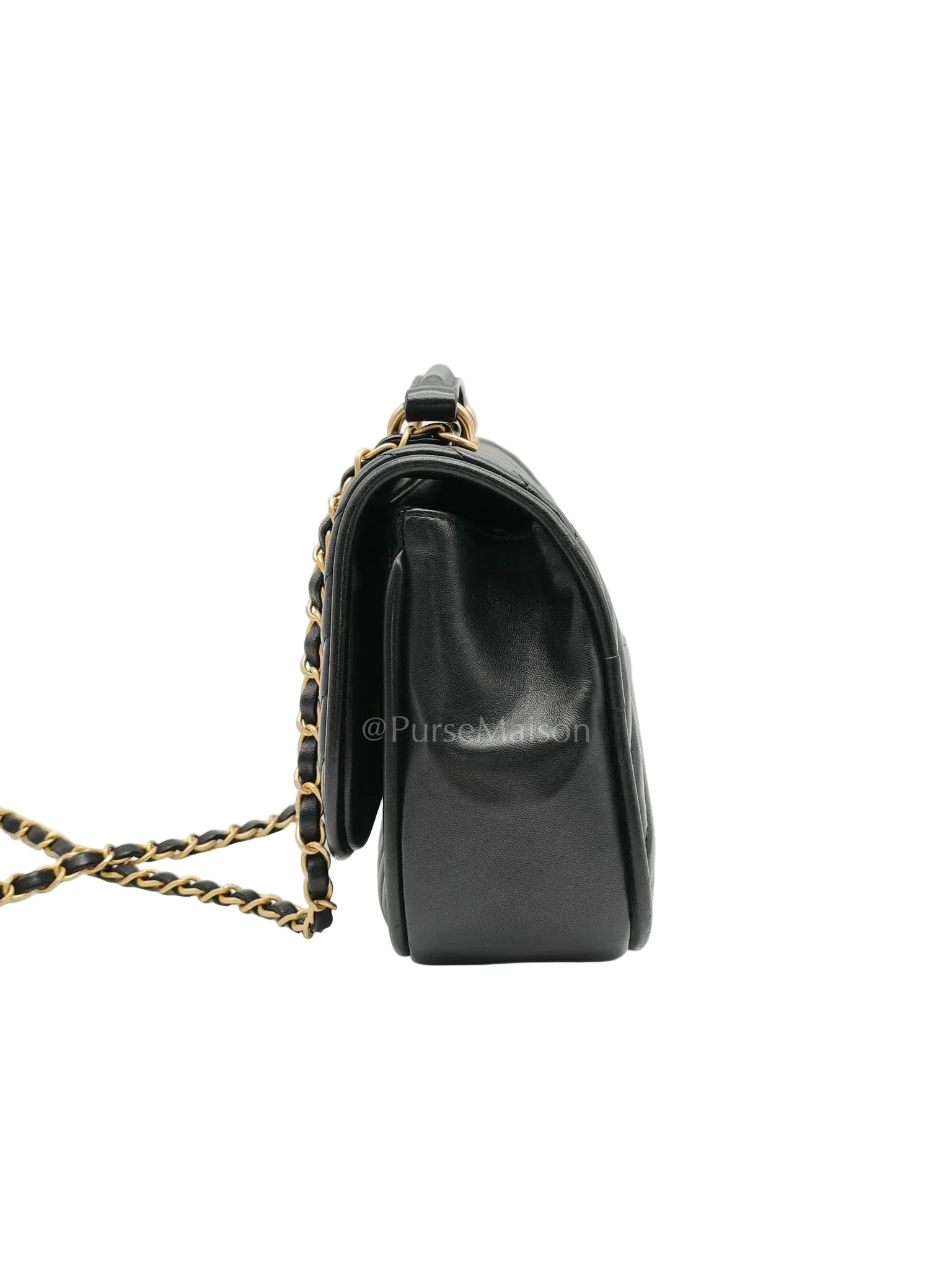 Chanel Reverse Chevron Quilted Top Handle Flap Bag in Lambskin Leather and Aged Gold Hardware Series 24 - Image 10