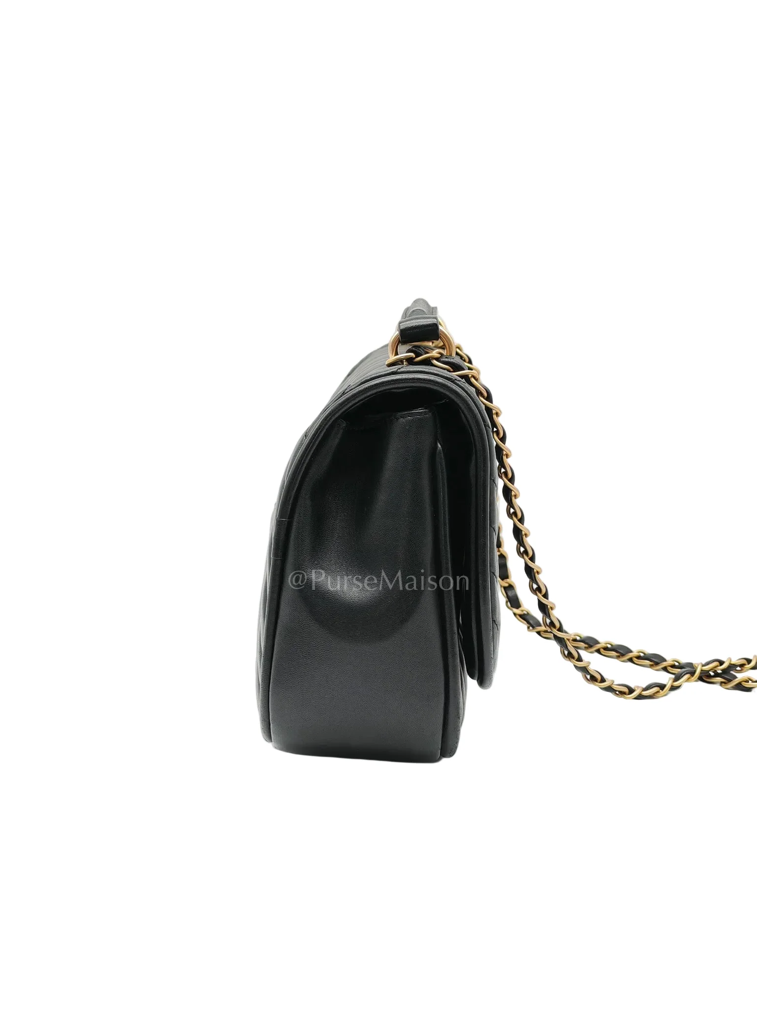Chanel Reverse Chevron Quilted Top Handle Flap Bag in Lambskin Leather and Aged Gold Hardware Series 24 - Image 11