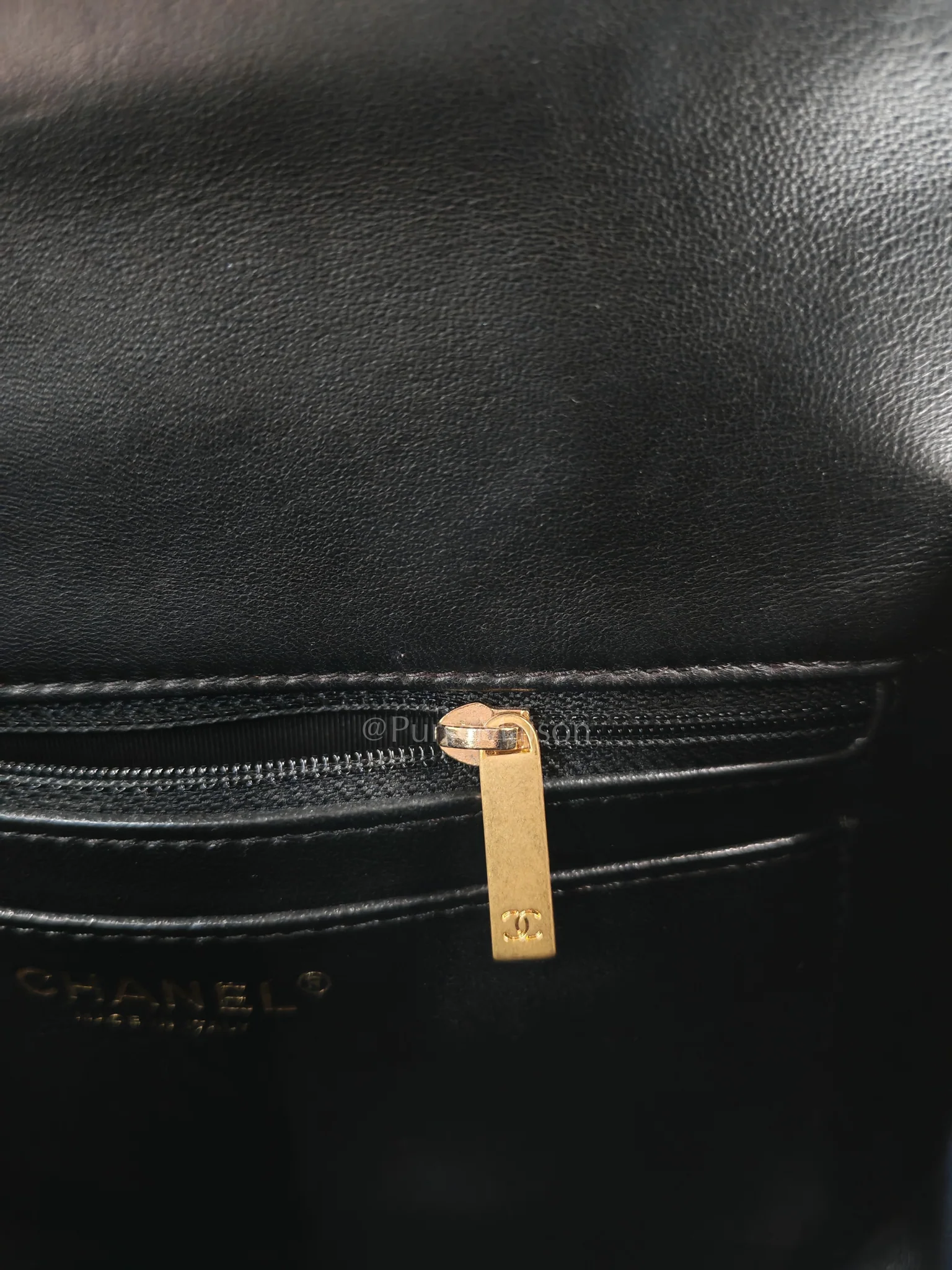 Chanel Reverse Chevron Quilted Top Handle Flap Bag in Lambskin Leather and Aged Gold Hardware Series 24 - Image 16