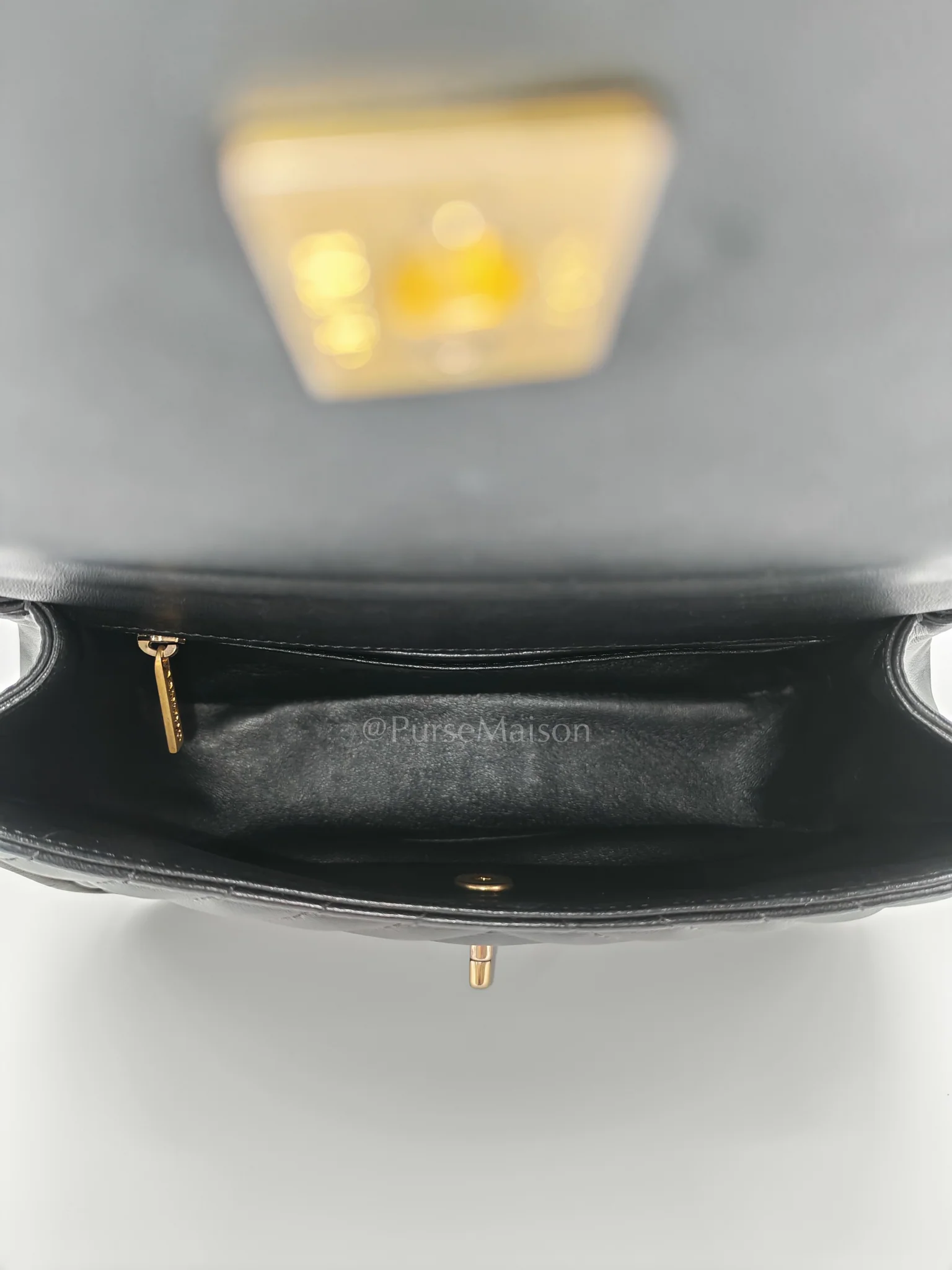 Chanel Reverse Chevron Quilted Top Handle Flap Bag in Lambskin Leather and Aged Gold Hardware Series 24 - Image 18