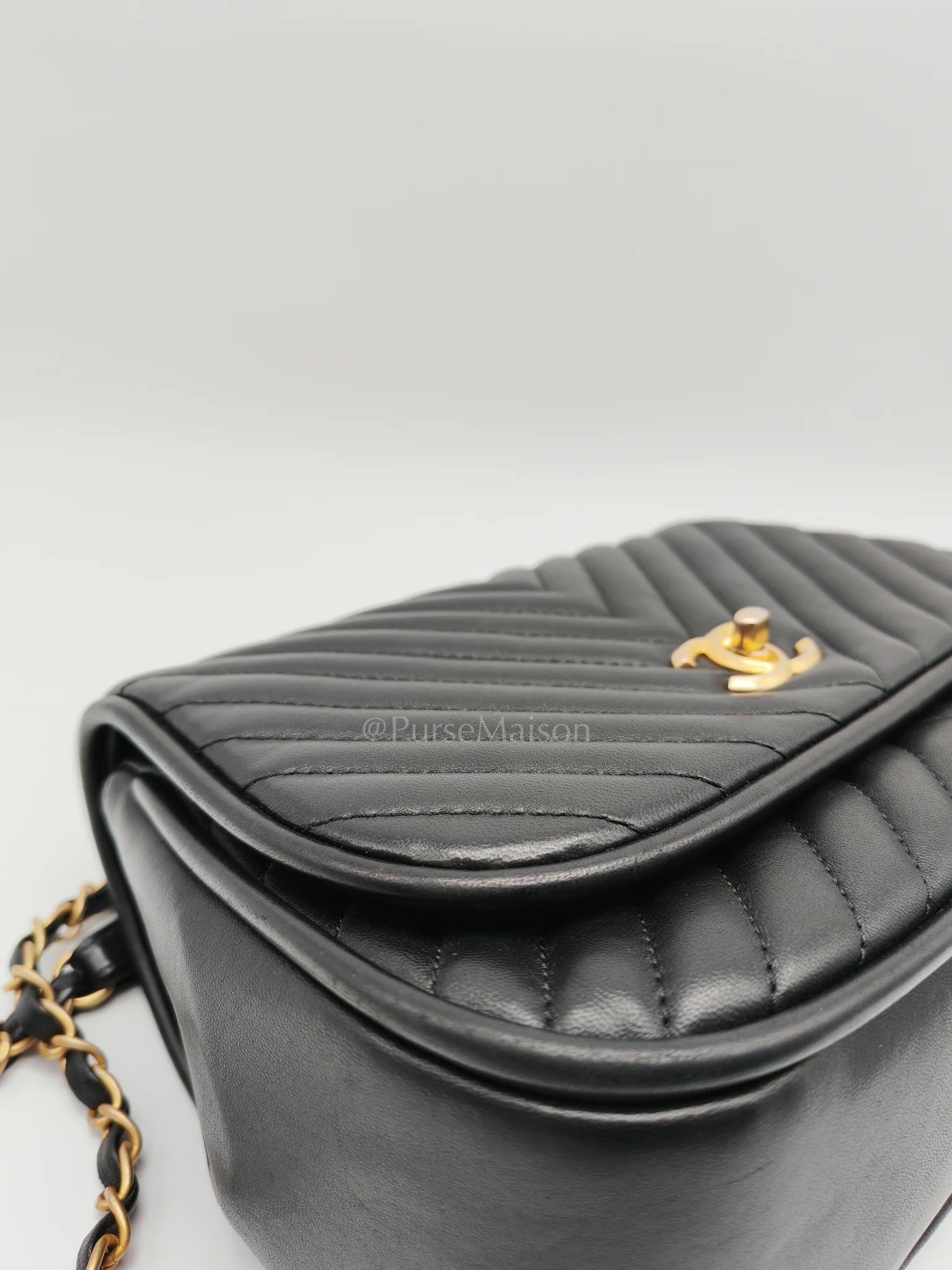 Chanel Reverse Chevron Quilted Top Handle Flap Bag in Lambskin Leather and Aged Gold Hardware Series 24 - Image 22