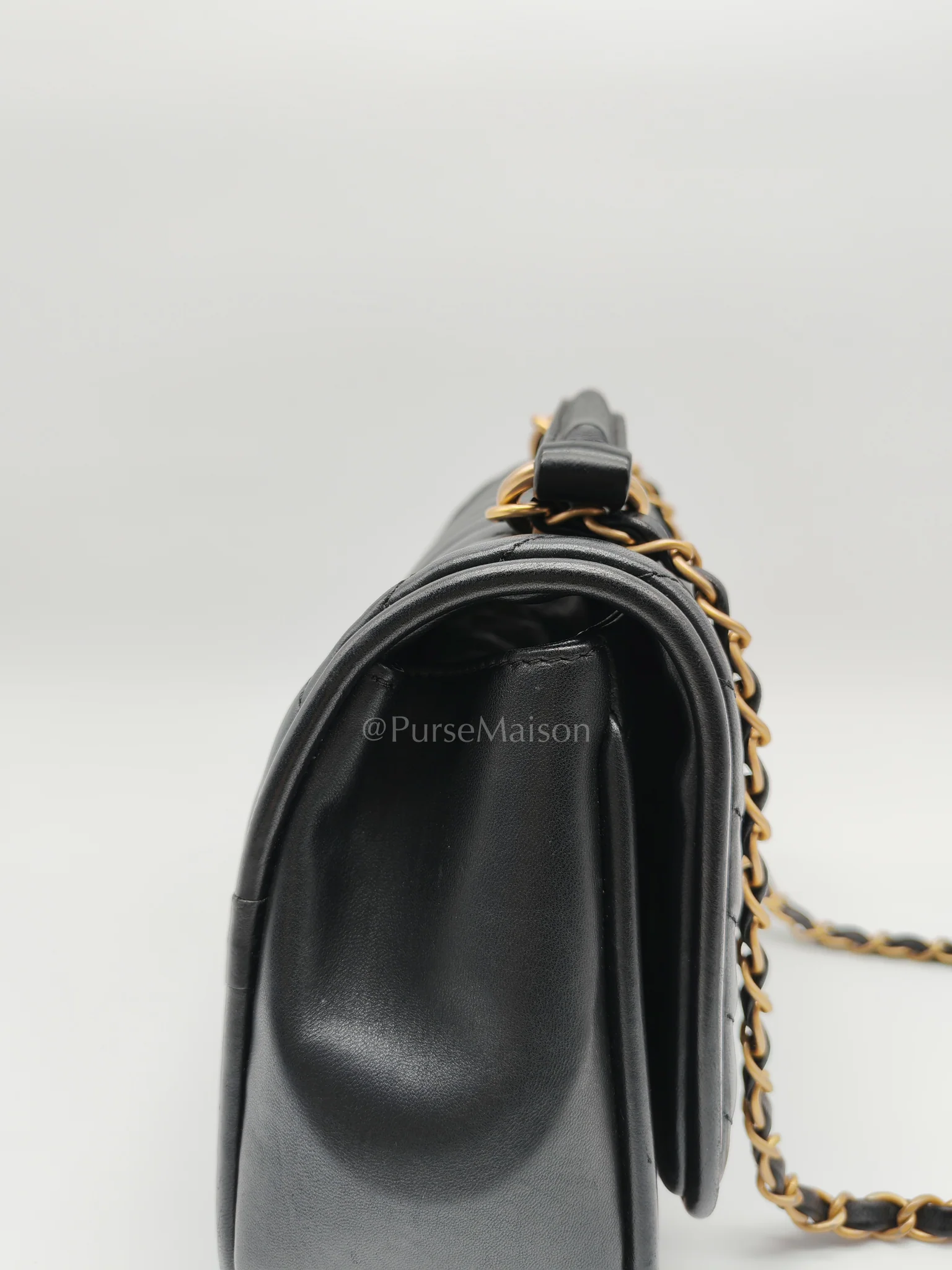 Chanel Reverse Chevron Quilted Top Handle Flap Bag in Lambskin Leather and Aged Gold Hardware Series 24 - Image 25