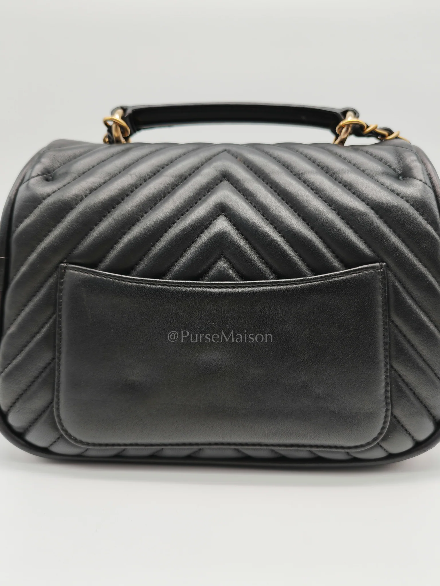 Chanel Reverse Chevron Quilted Top Handle Flap Bag in Lambskin Leather and Aged Gold Hardware Series 24 - Image 27