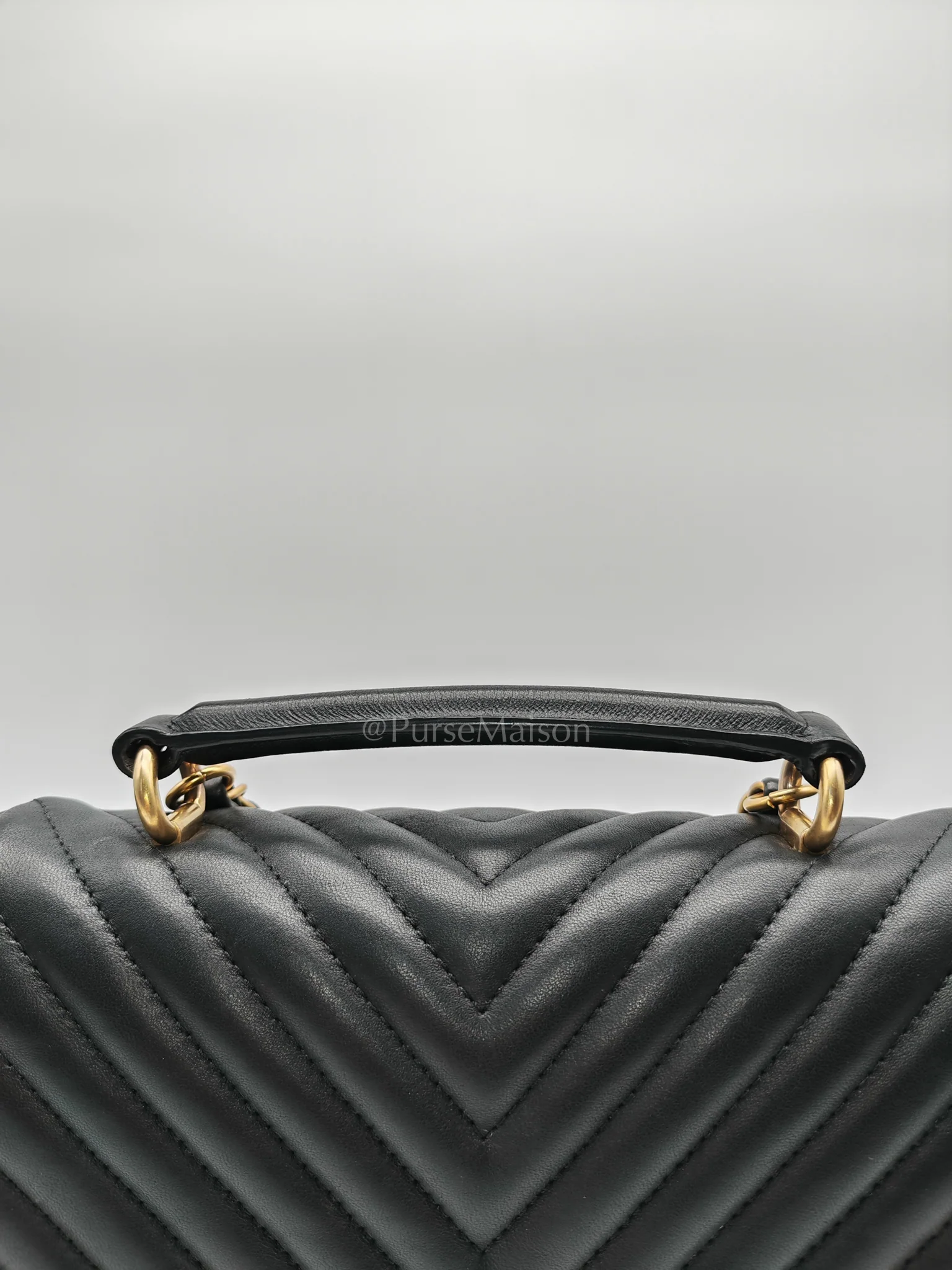 Chanel Reverse Chevron Quilted Top Handle Flap Bag in Lambskin Leather and Aged Gold Hardware Series 24 - Image 34