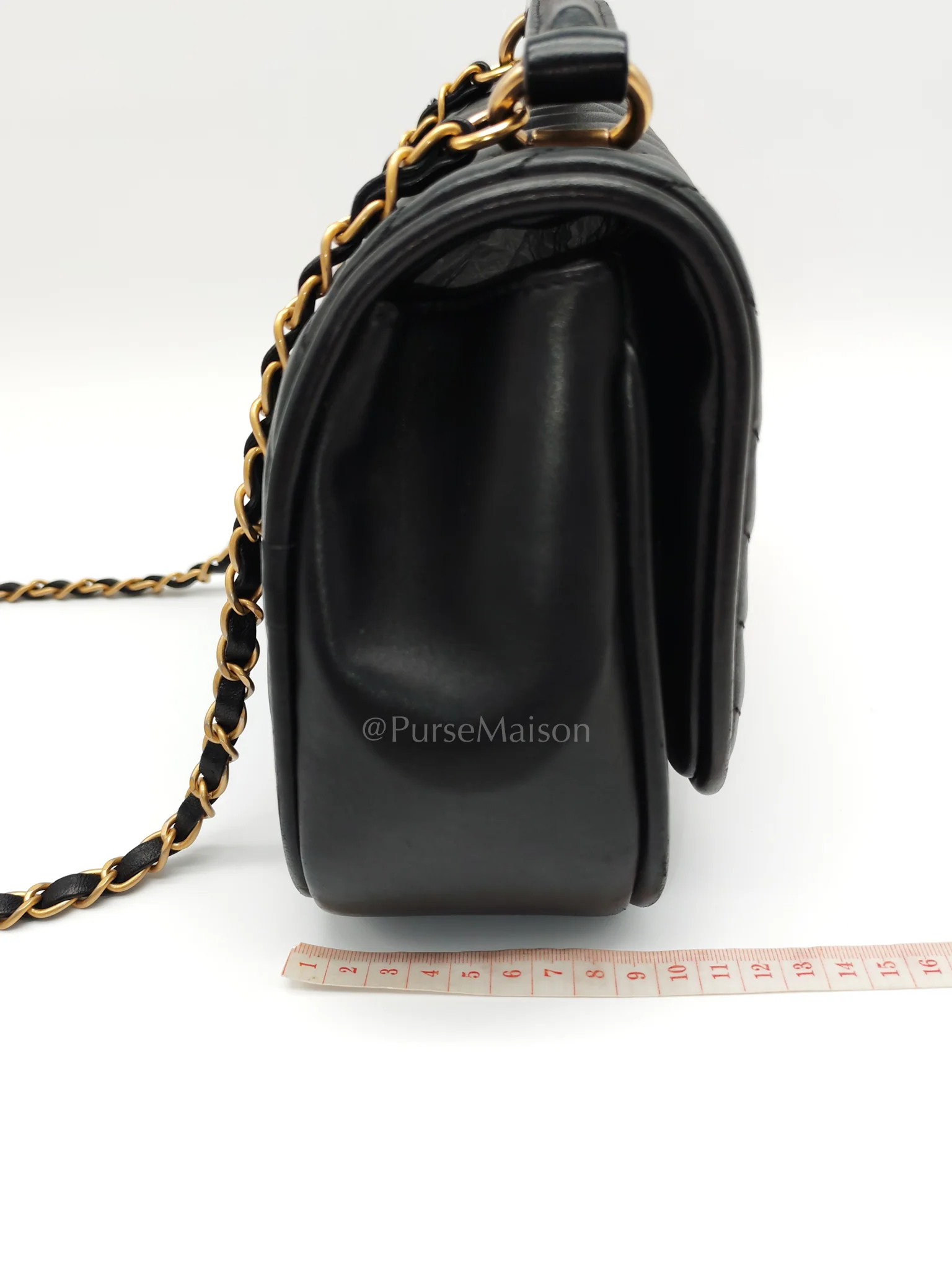 Chanel Reverse Chevron Quilted Top Handle Flap Bag in Lambskin Leather and Aged Gold Hardware Series 24 - Image 37