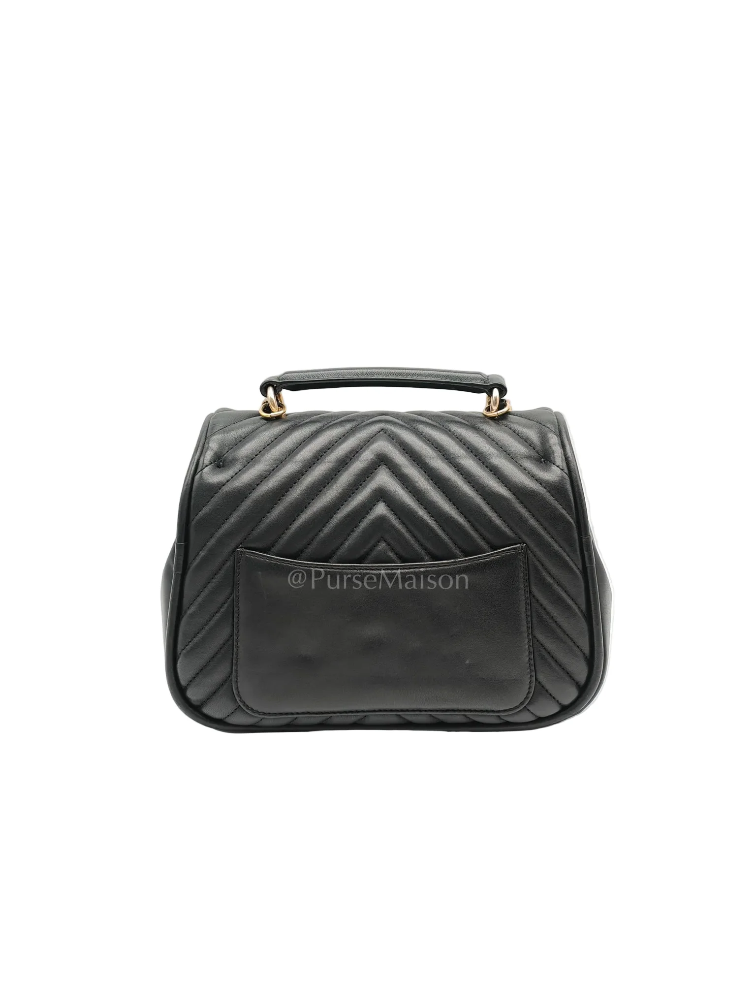 Chanel Reverse Chevron Quilted Top Handle Flap Bag in Lambskin Leather and Aged Gold Hardware Series 24 - Image 4