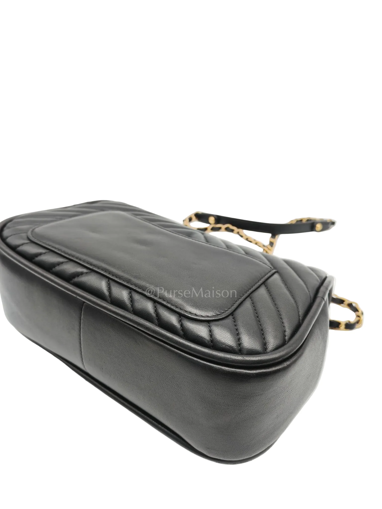 Chanel Reverse Chevron Quilted Top Handle Flap Bag in Lambskin Leather and Aged Gold Hardware Series 24 - Image 7