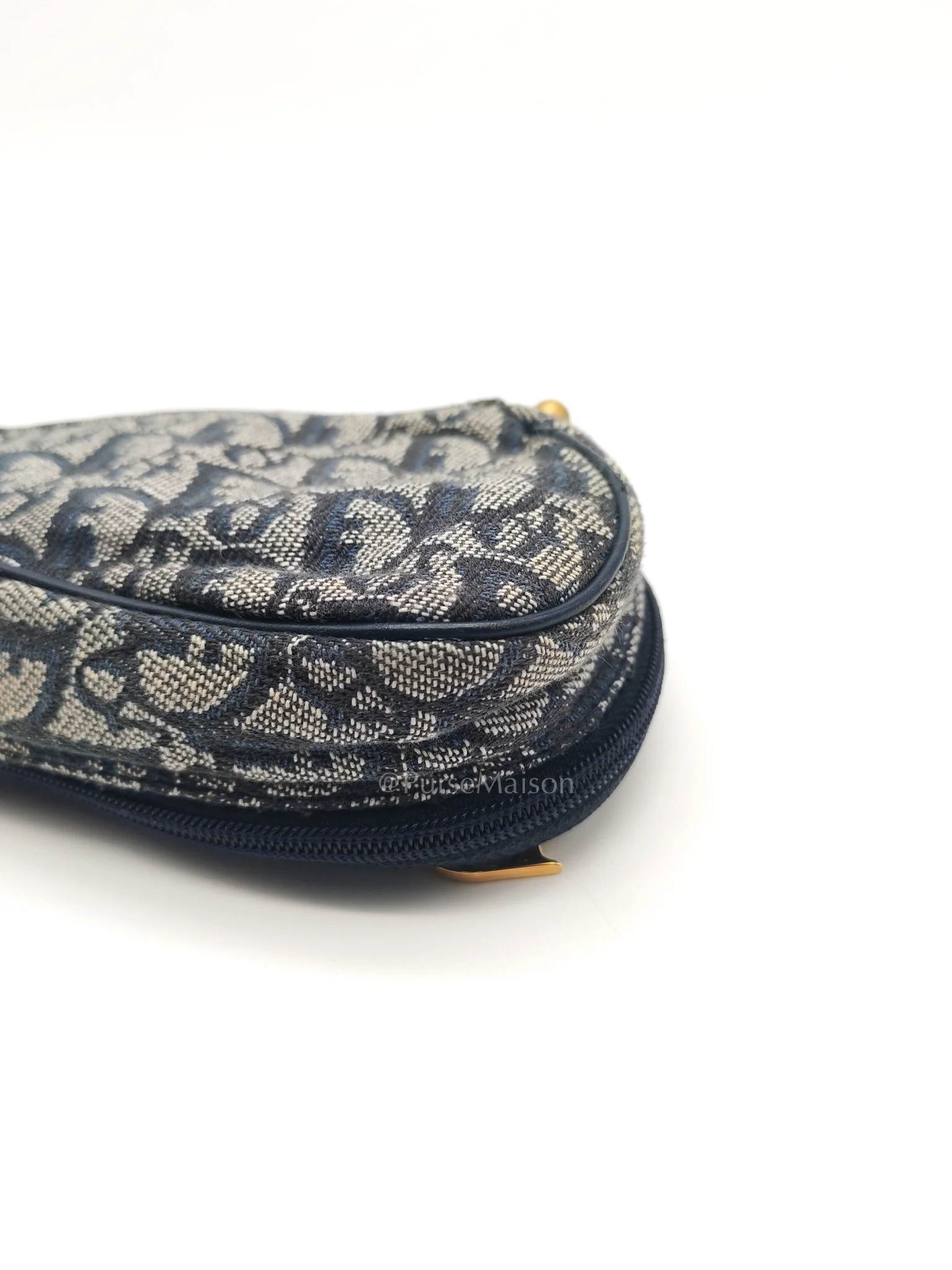 Christian Dior Saddle Pouch in Navy Blue Trotter Canvas - Image 15