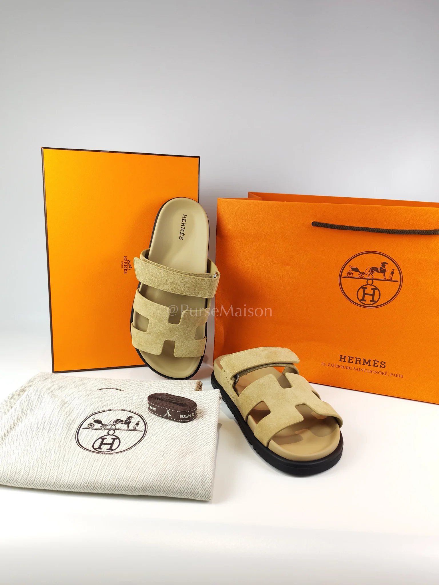 Hermes Chypre Beige Suede Leather Sandals Size 37 EU(24.5 cm) - Image 22