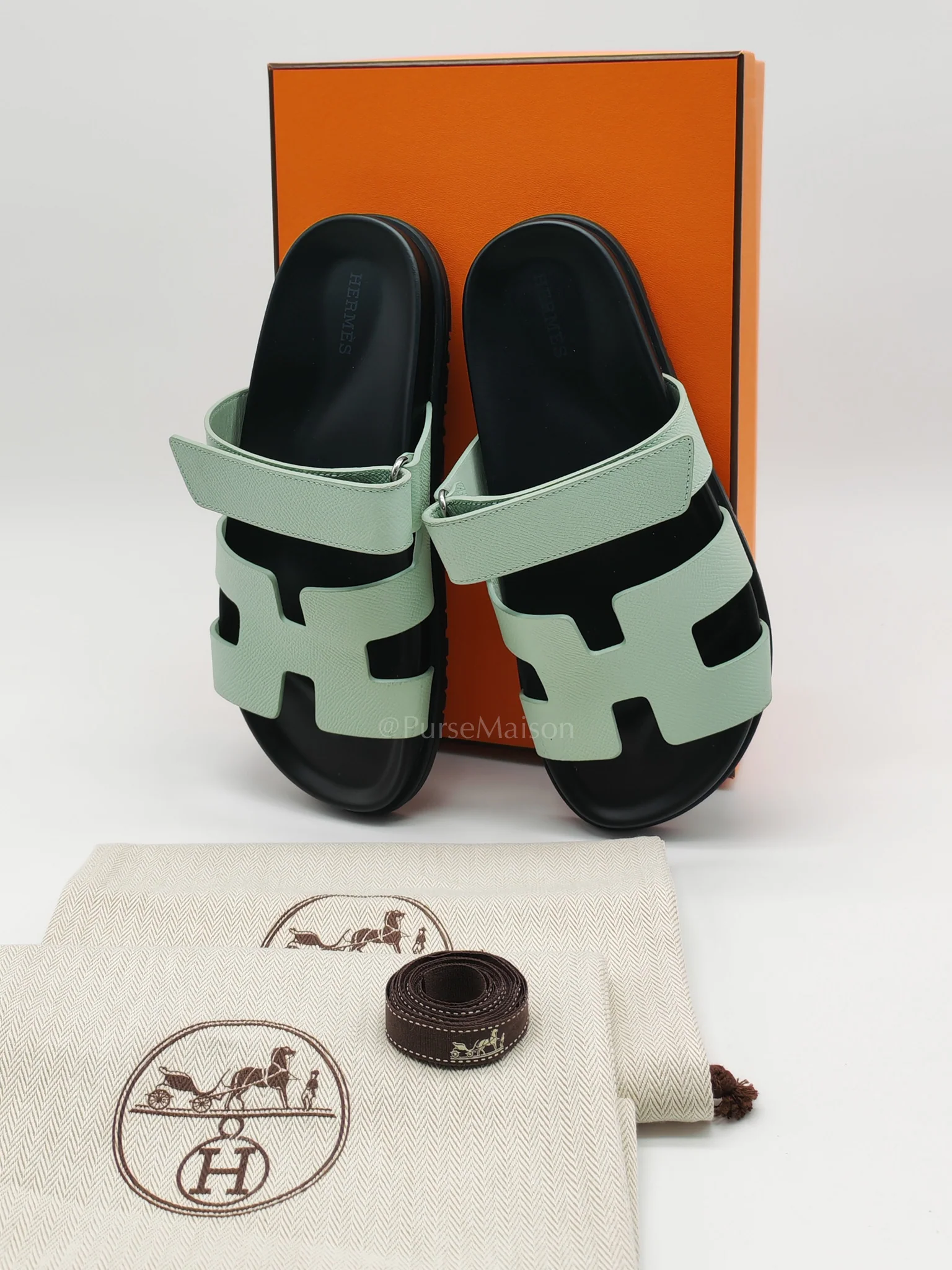 Hermes Chypre in Vert Jade Green Epsom Leather Size 37 EU (24cm) - Image 22