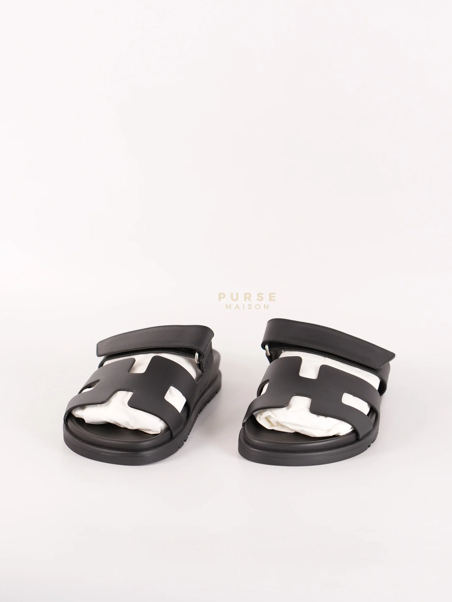 Hermes Chypre Black Sandals Size 38 EU (24cm) - Image 2