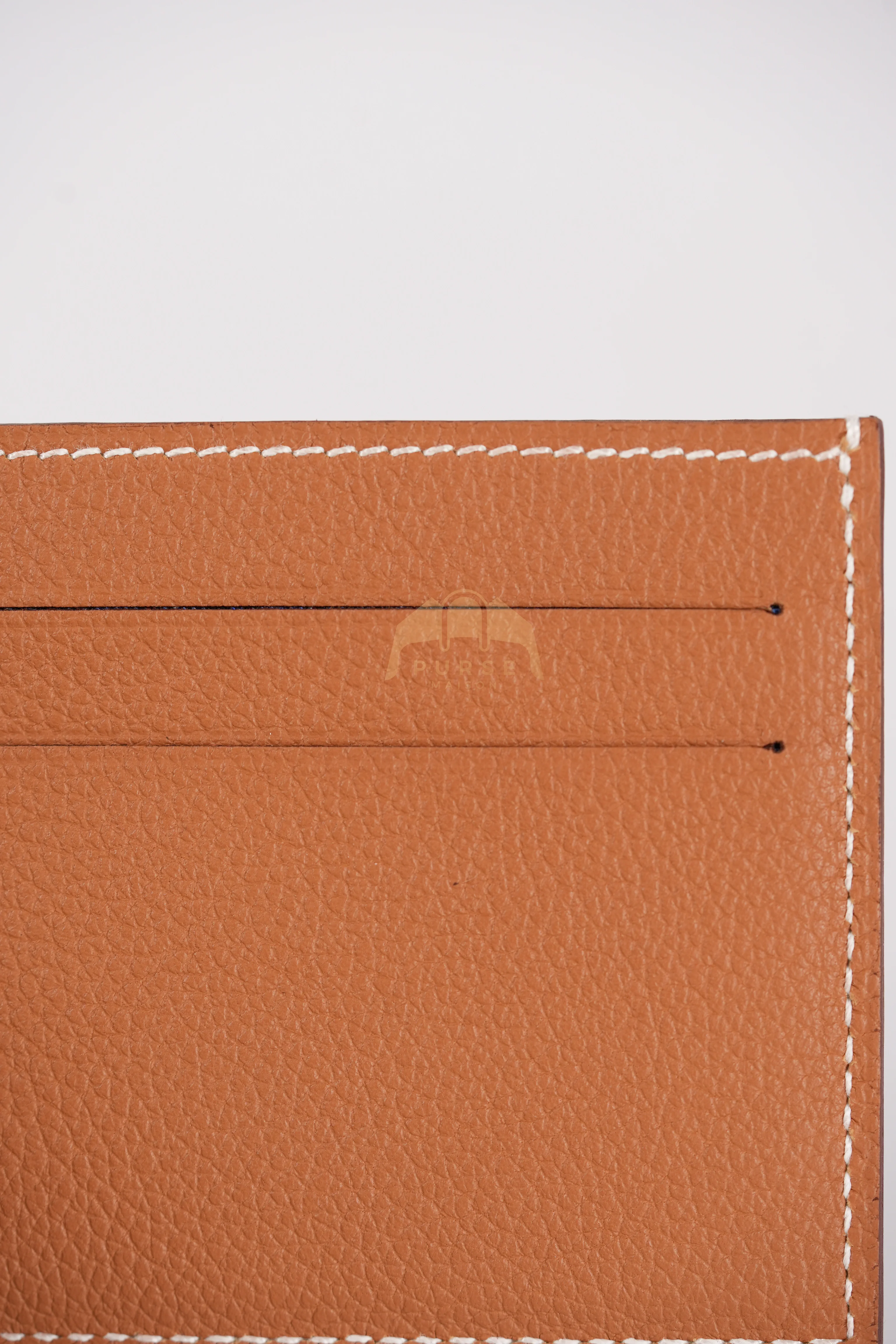 Hermes Citizen Twill Card Hold in Gold Evercolor Leather Stamp W (2024) - Image 13