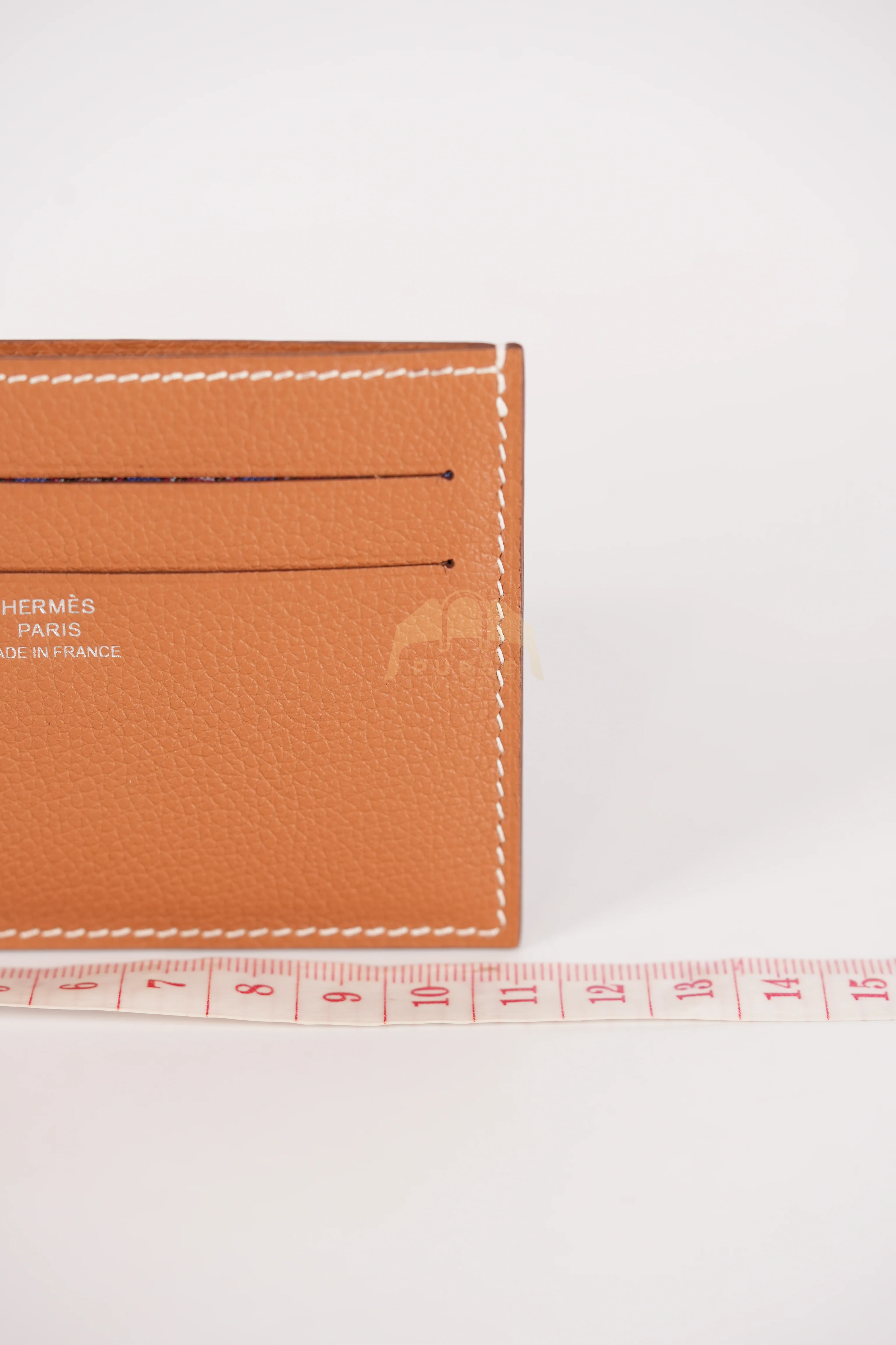 Hermes Citizen Twill Card Hold in Gold Evercolor Leather Stamp W (2024) - Image 18