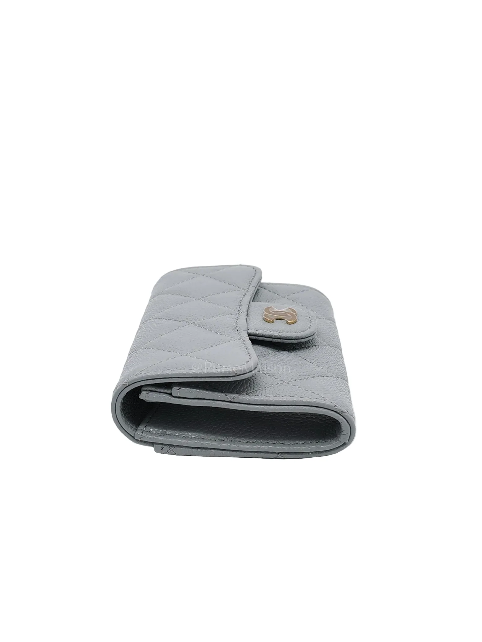 Chanel Classic Card Holder in Gray Caviar Leather Light Gold Hardware (Microchip) - Image 5