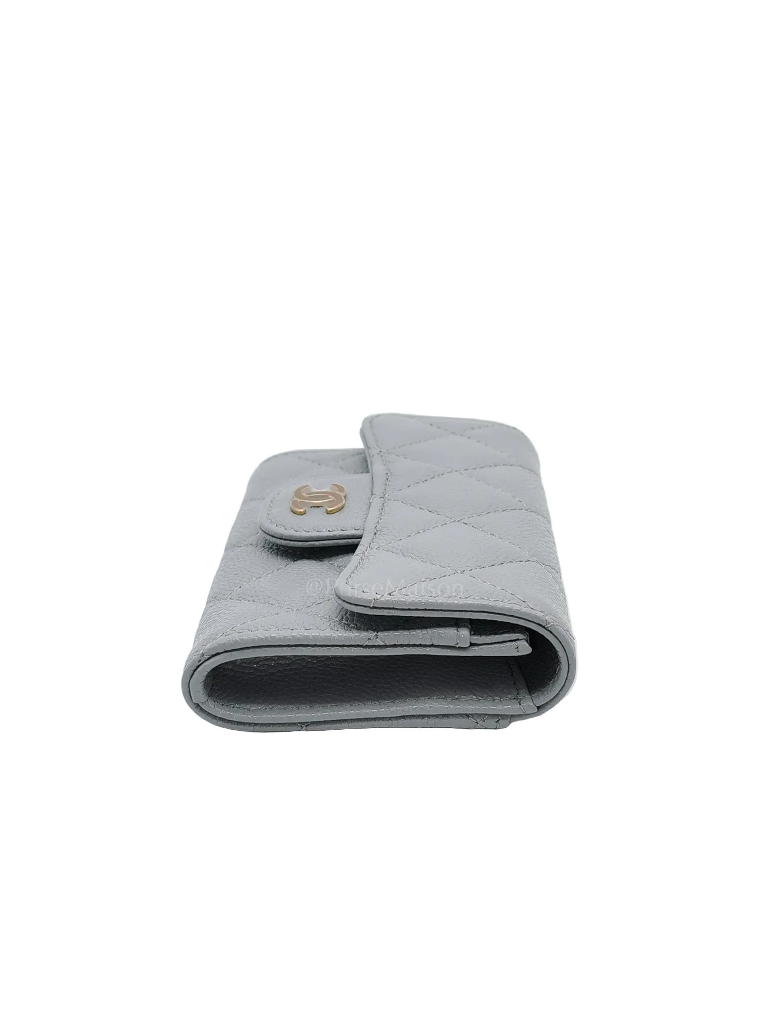 Chanel Classic Card Holder in Gray Caviar Leather Light Gold Hardware (Microchip) - Image 6