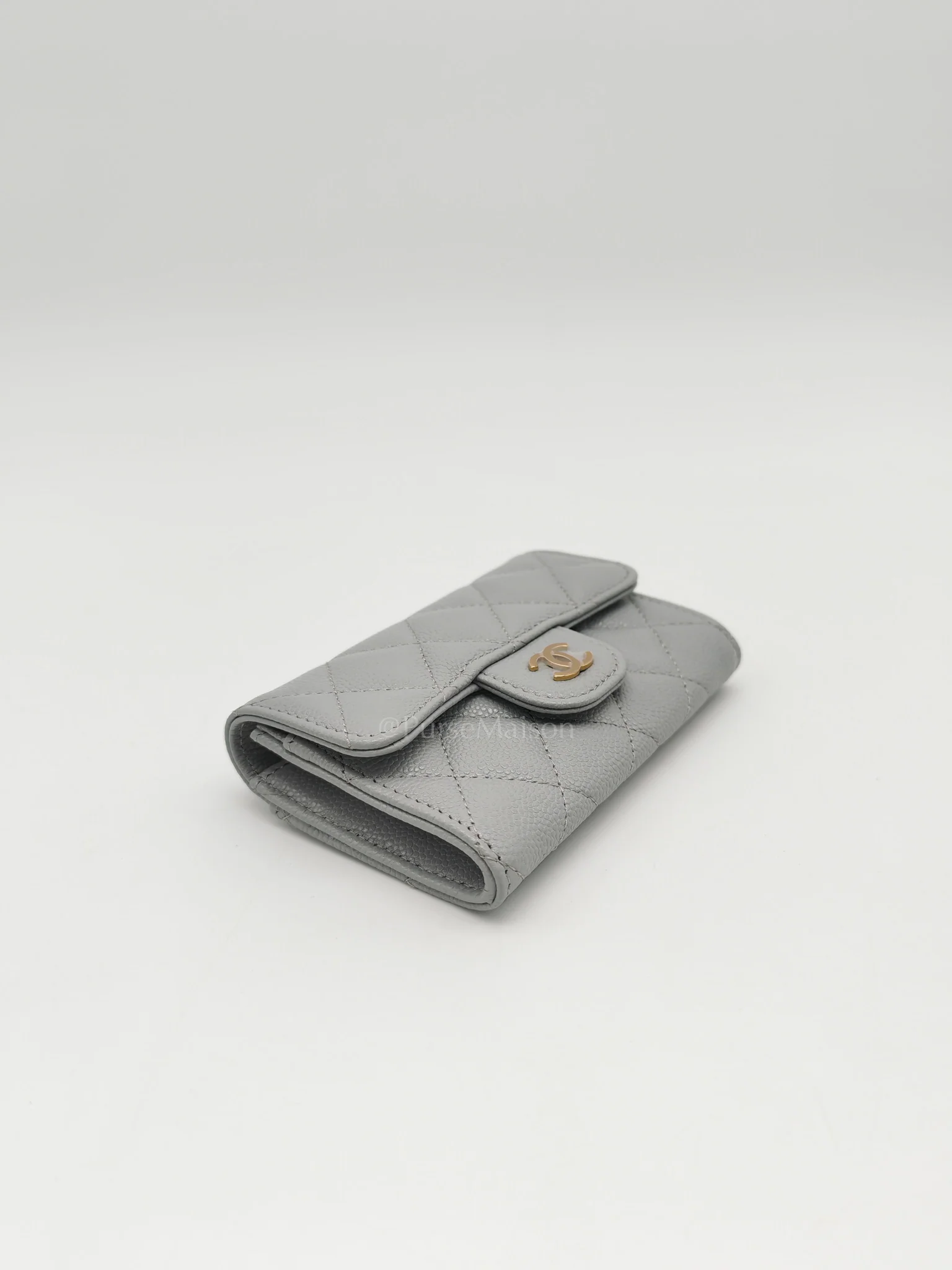 Chanel Classic Card Holder in Gray Caviar Leather Light Gold Hardware (Microchip) - Image 8
