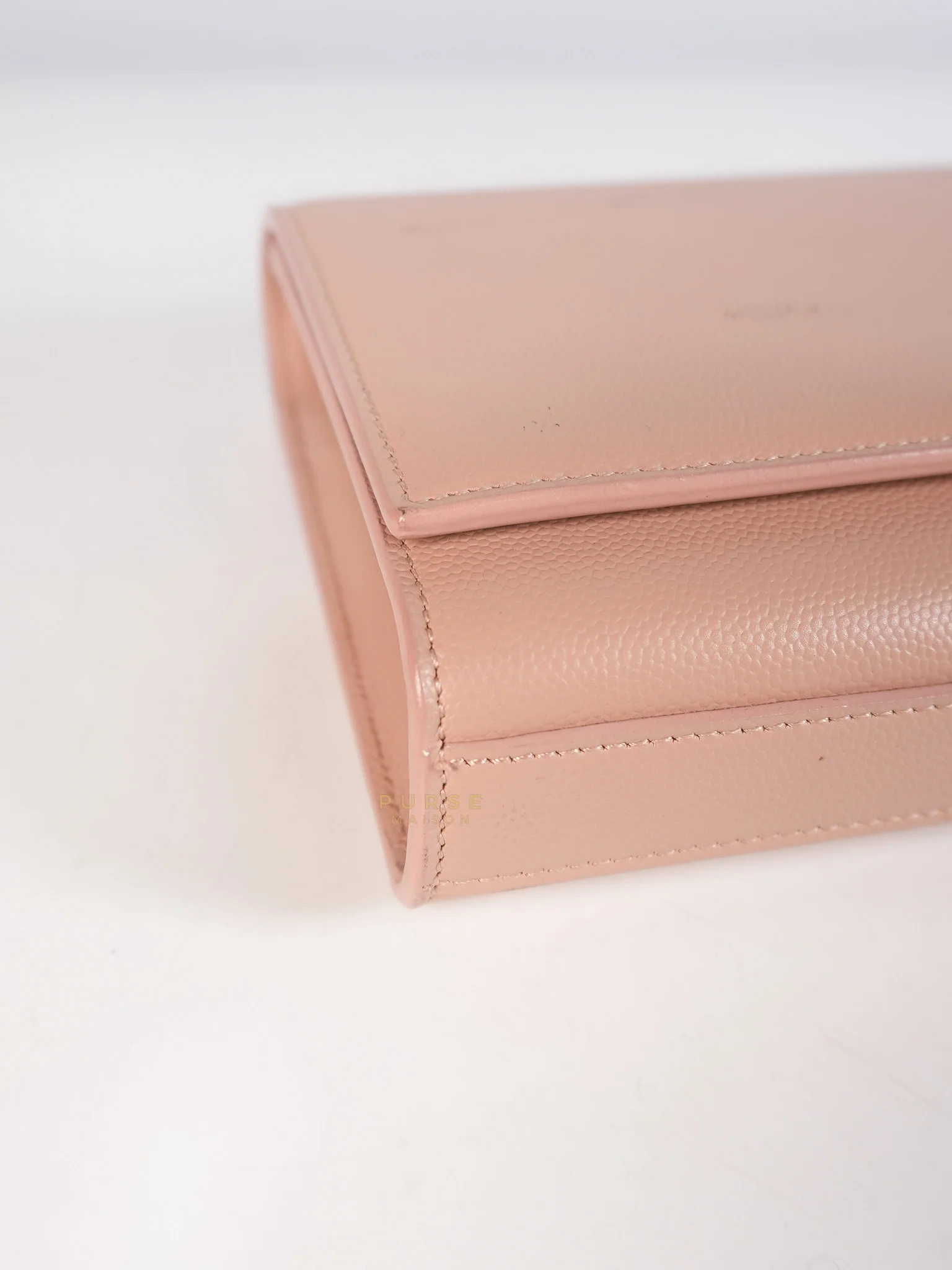 Yves Saint Laurent Cassandre Kate Light Pink Grained Calfskin Leather Long Clutch - Image 10