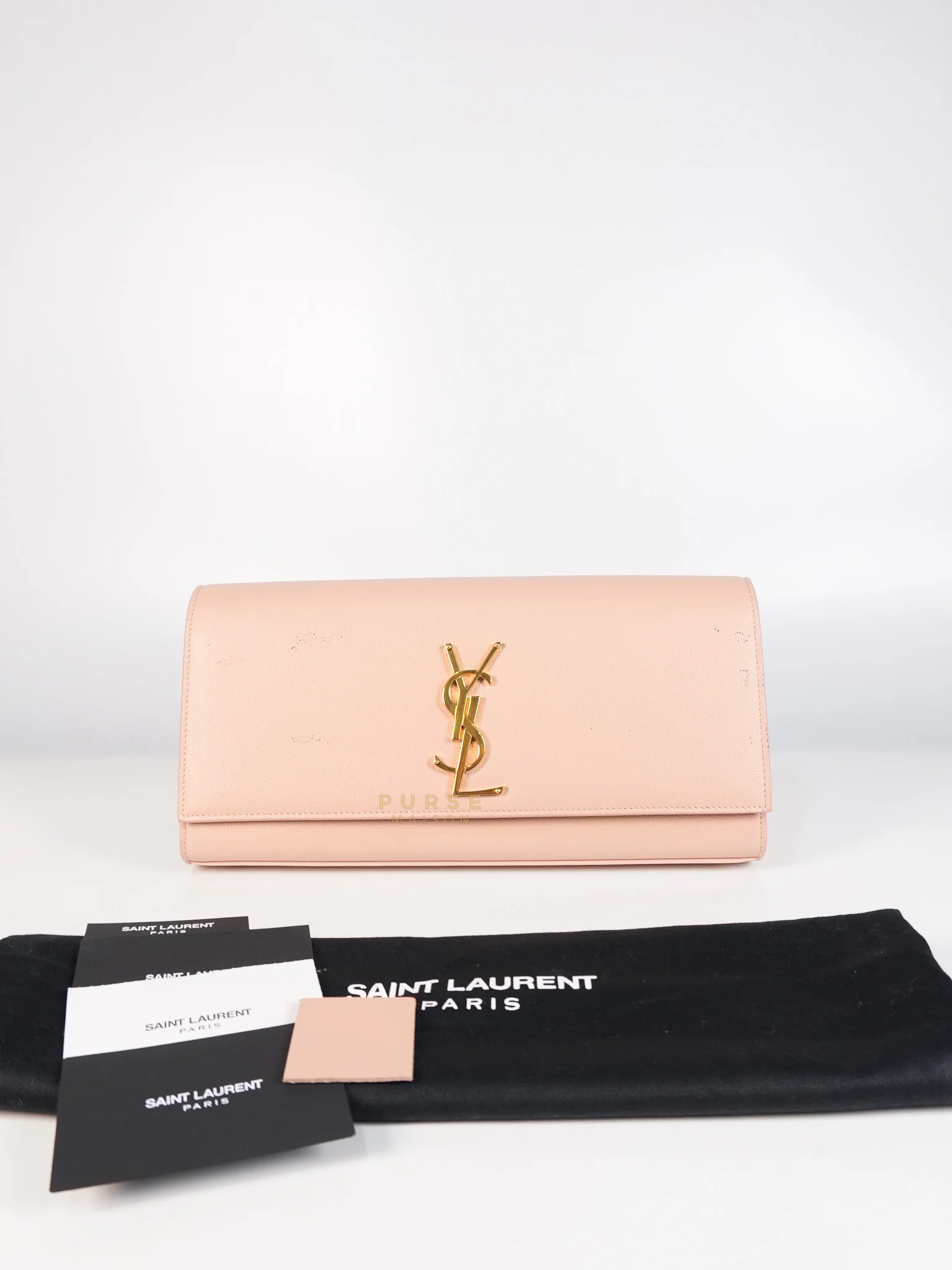 Yves Saint Laurent Cassandre Kate Light Pink Grained Calfskin Leather Long Clutch - Image 35
