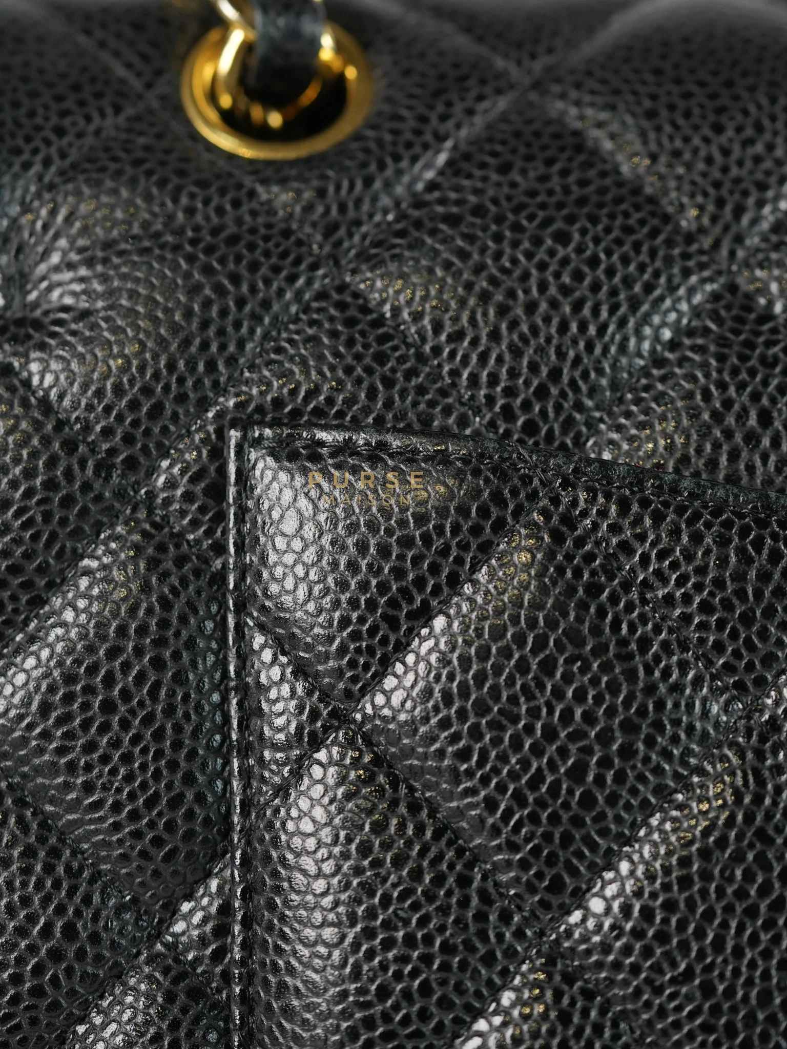 Chanel Classic Double Flap Maxi in Black Caviar Leather & Gold Hardware (Series 19) - Image 42